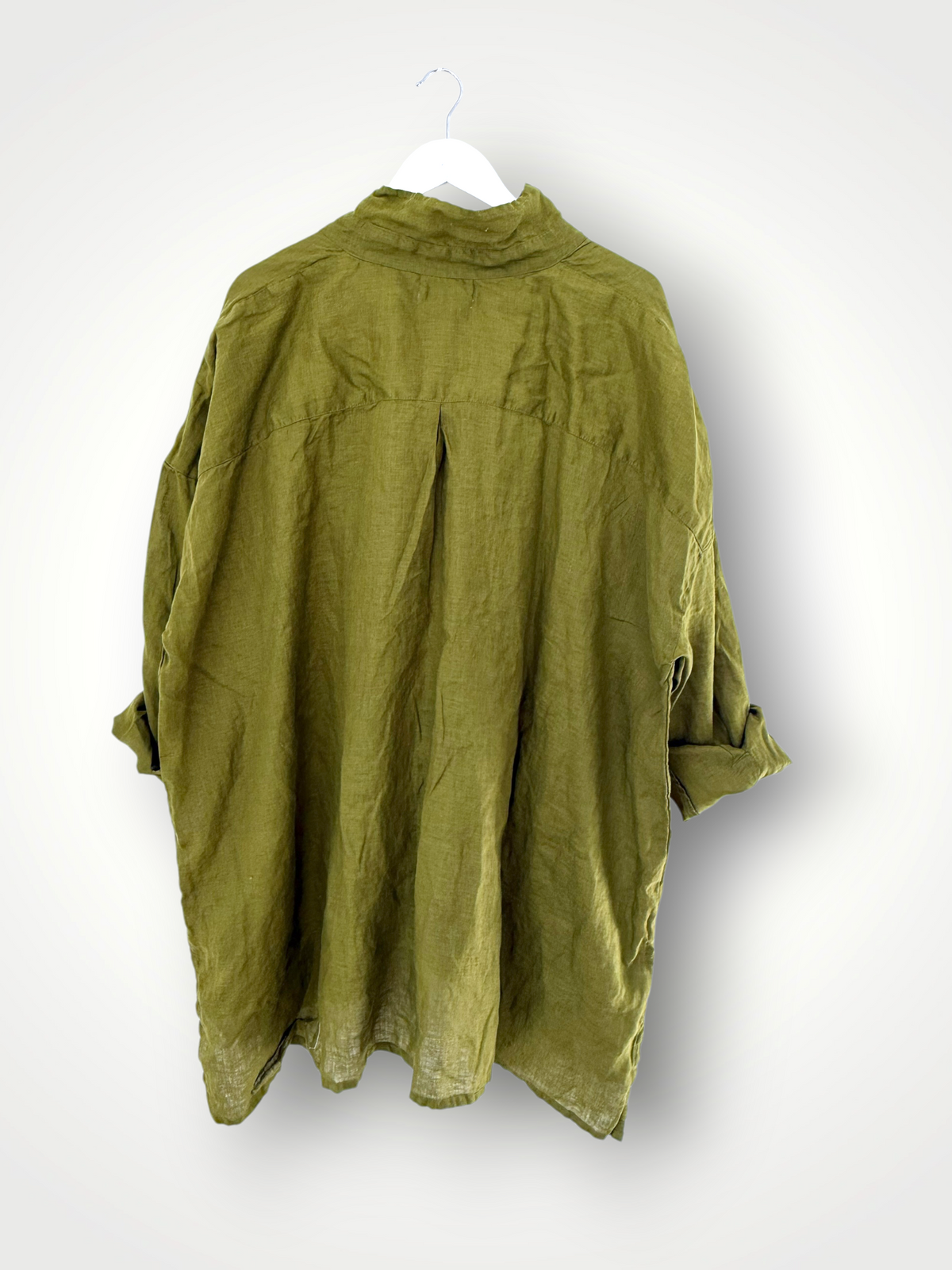 aiden boyfriend shirt -olive linen Apparel