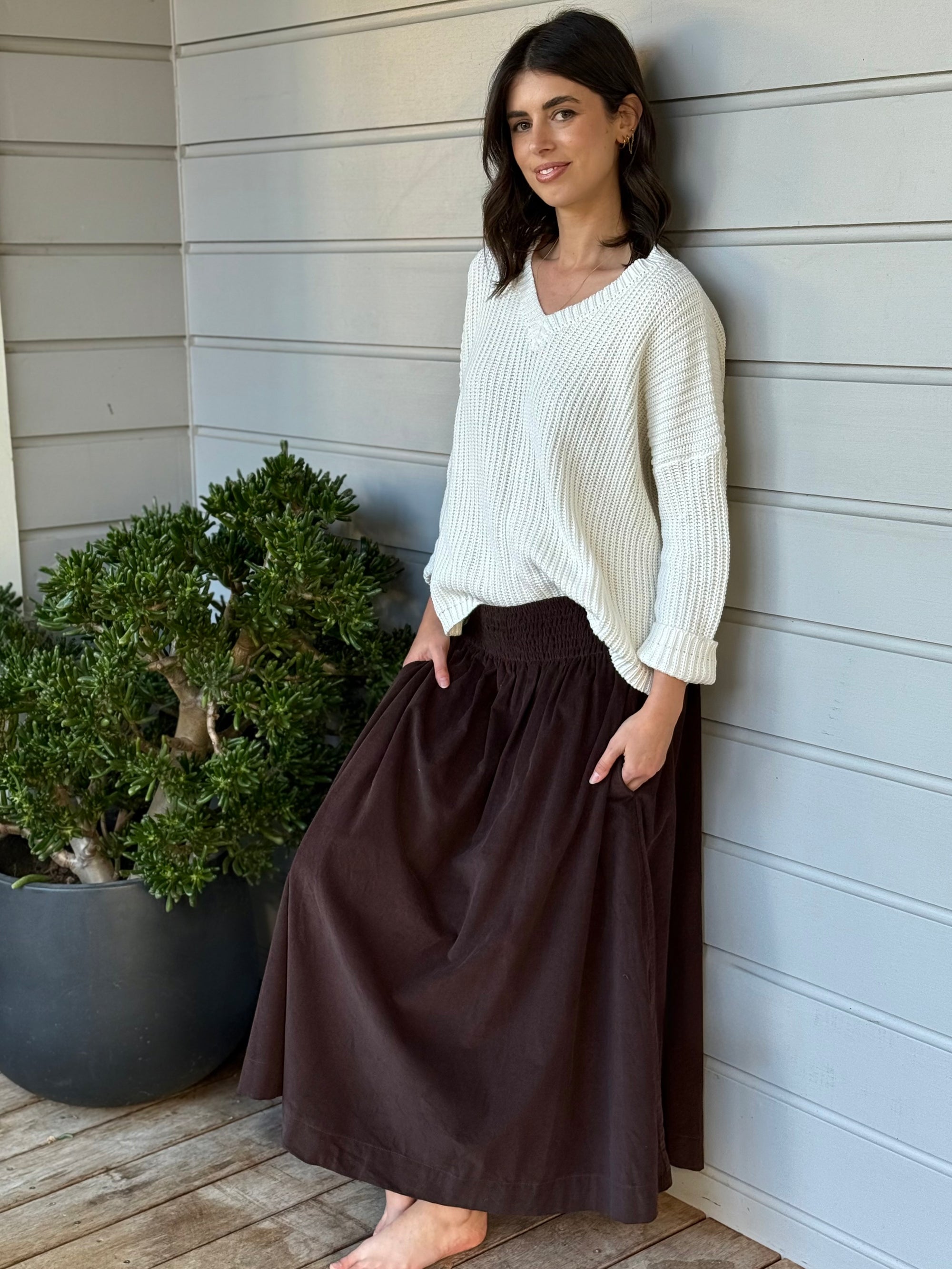 lulu skirt - chocolate cord Apparel