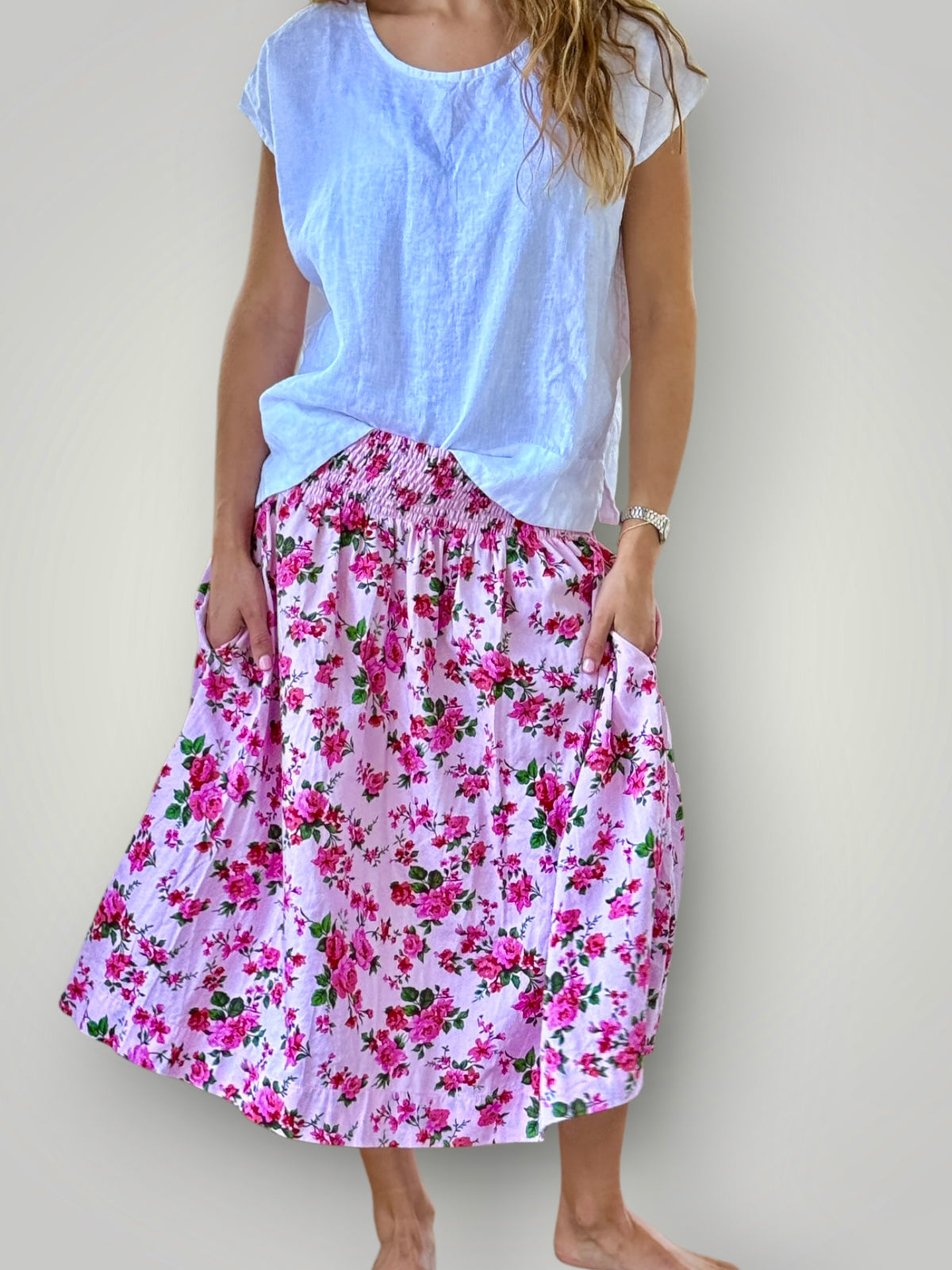 lola skirt - pink flowers