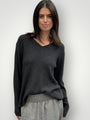 georgia v neck ribbed -charcoal General