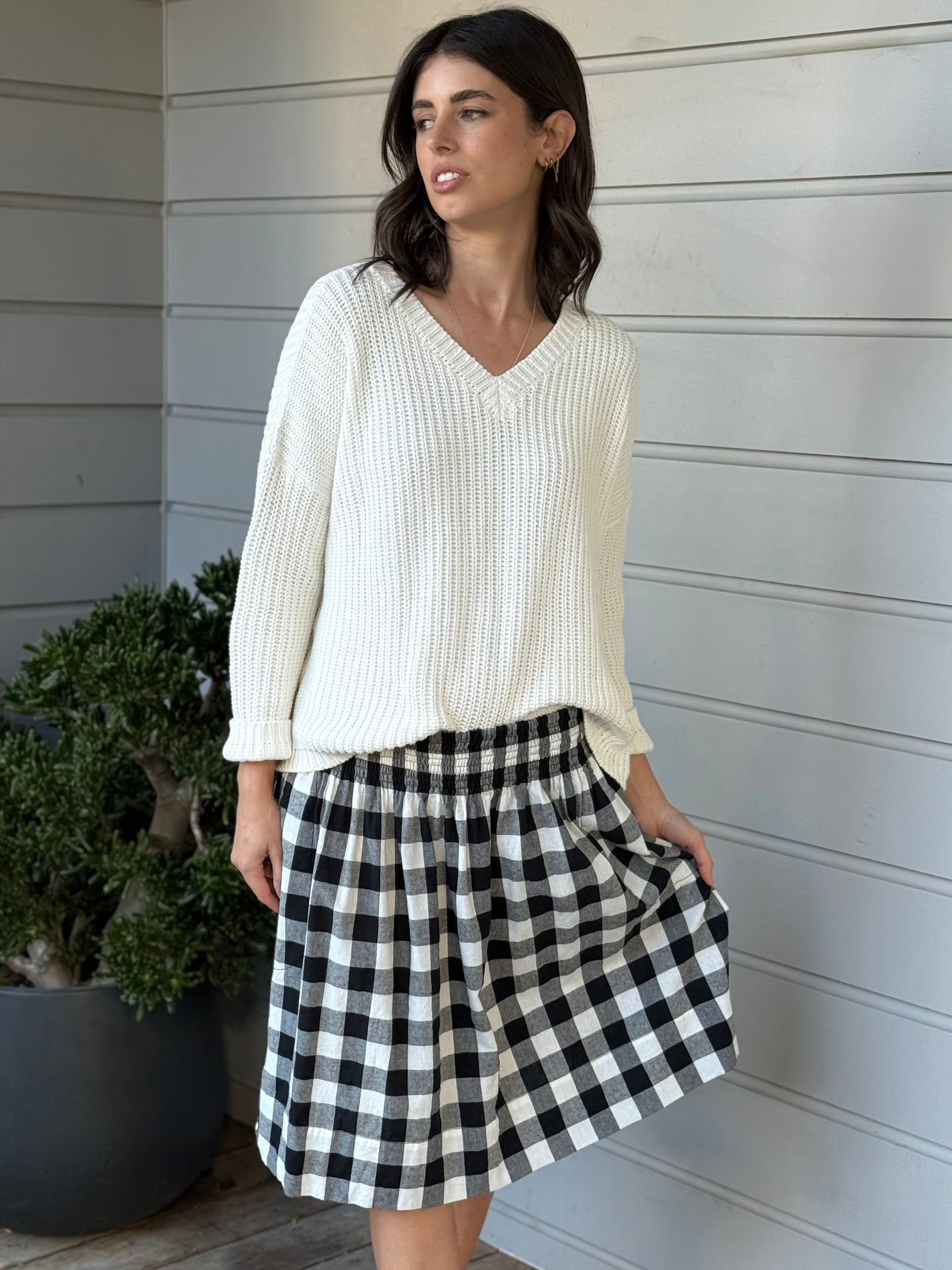 zoe skirt - black check Apparel