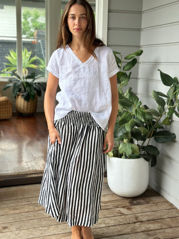 lola skirt-small black stripe linen Apparel