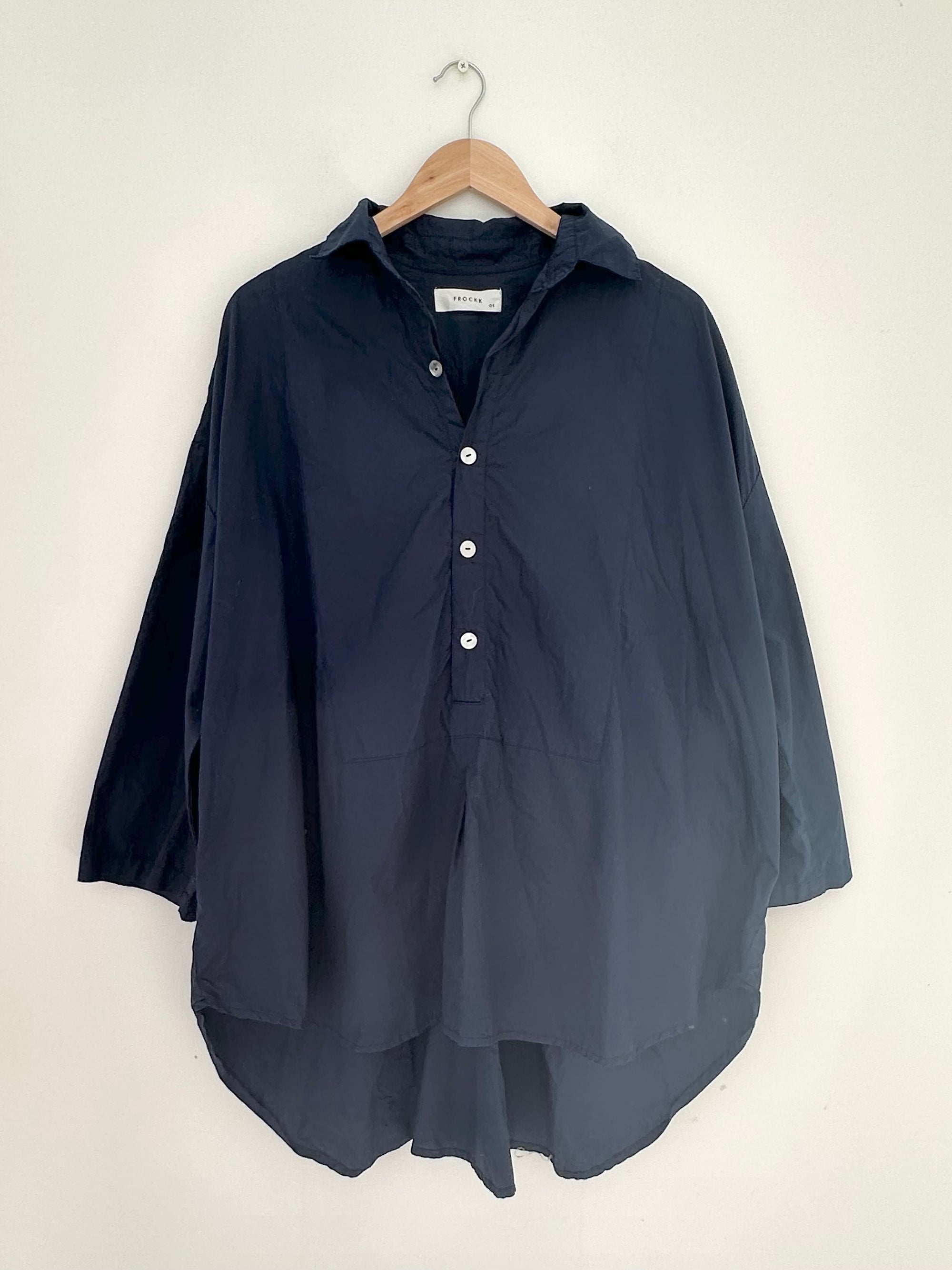 megan shirt - navy cotton Apparel  