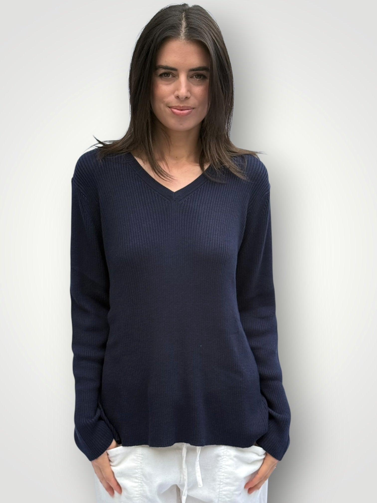 georgia v neck ribbed - ink General