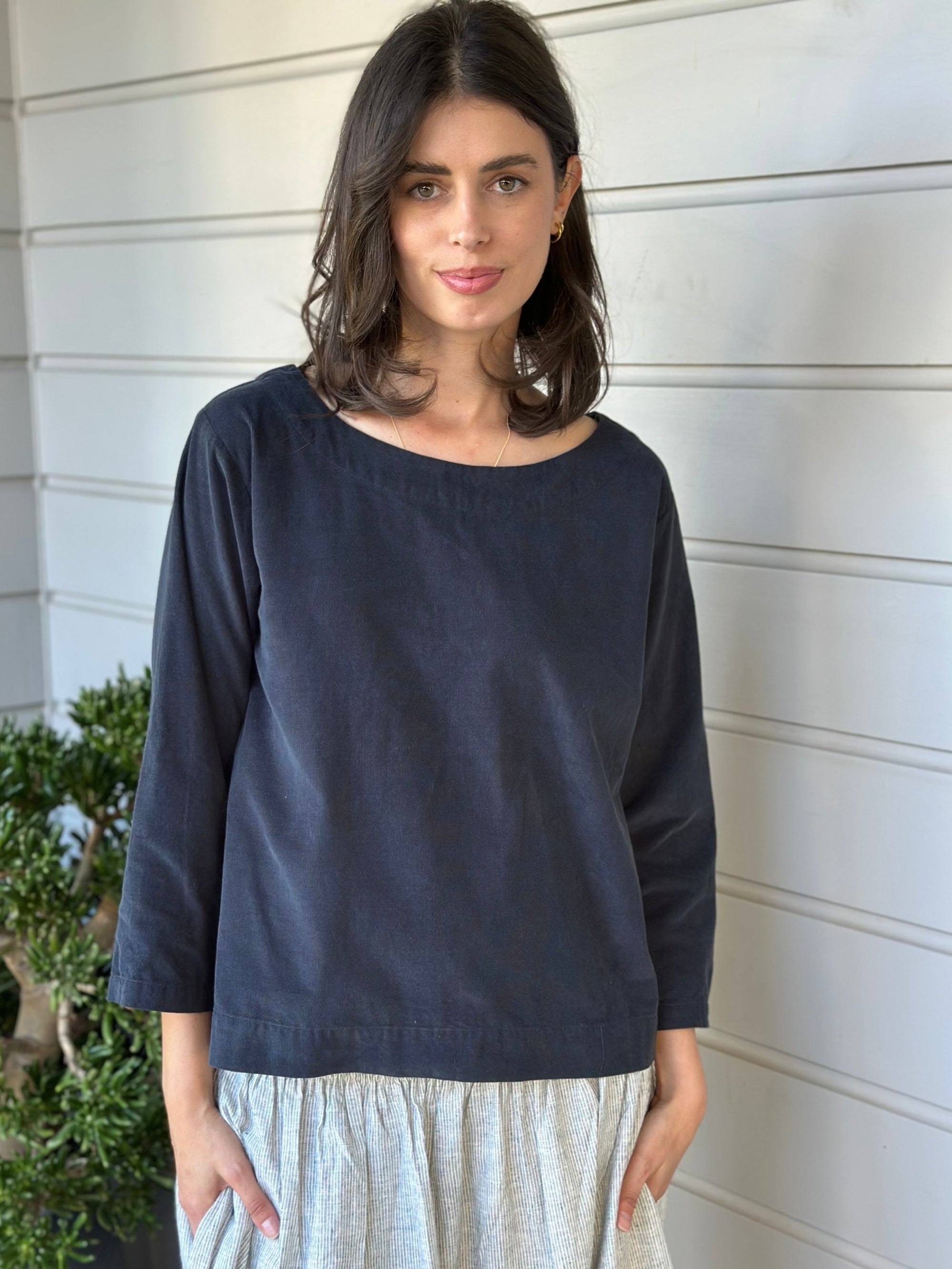 anya top - charcoal cord Apparel