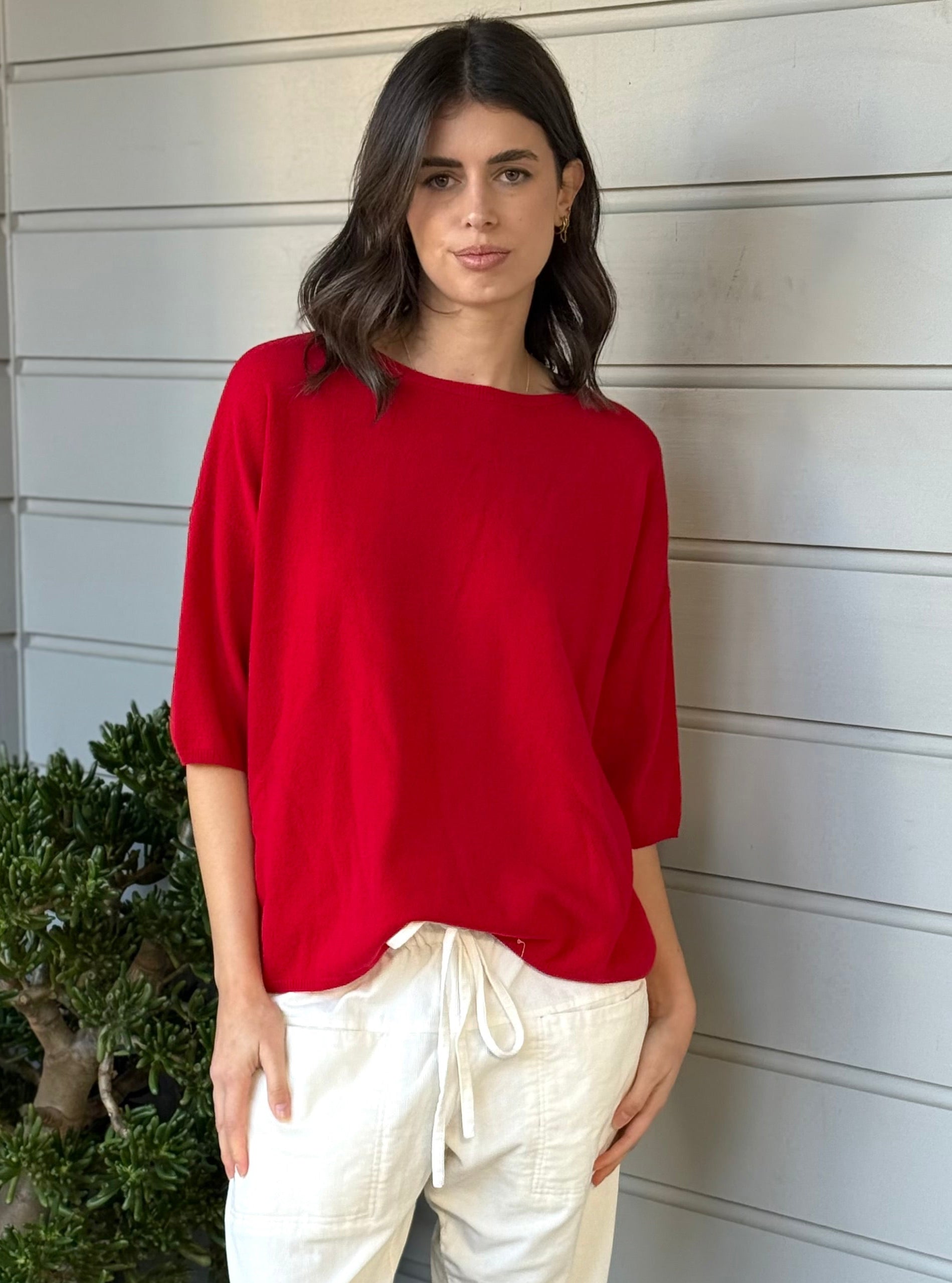 alexia cashmere top-winter red Apparel