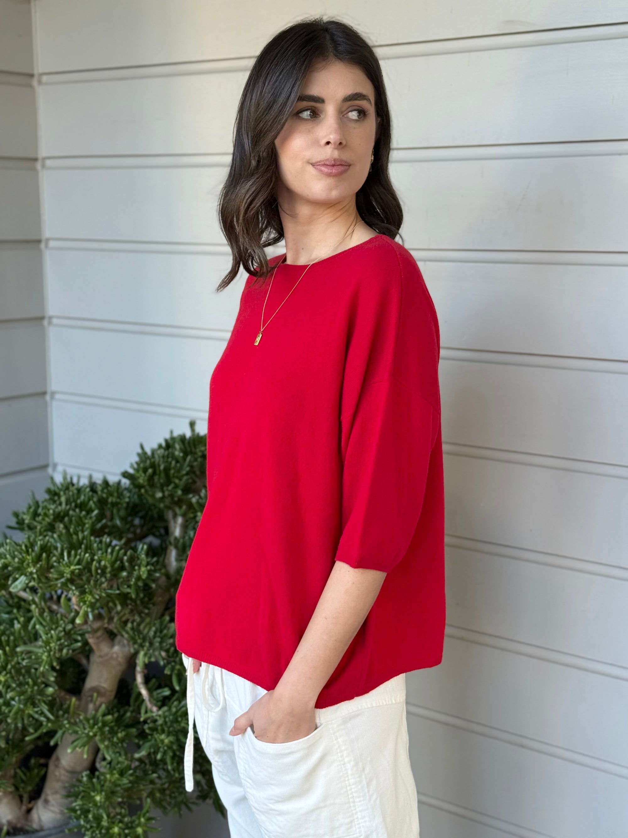 alexia cashmere top-winter red Apparel