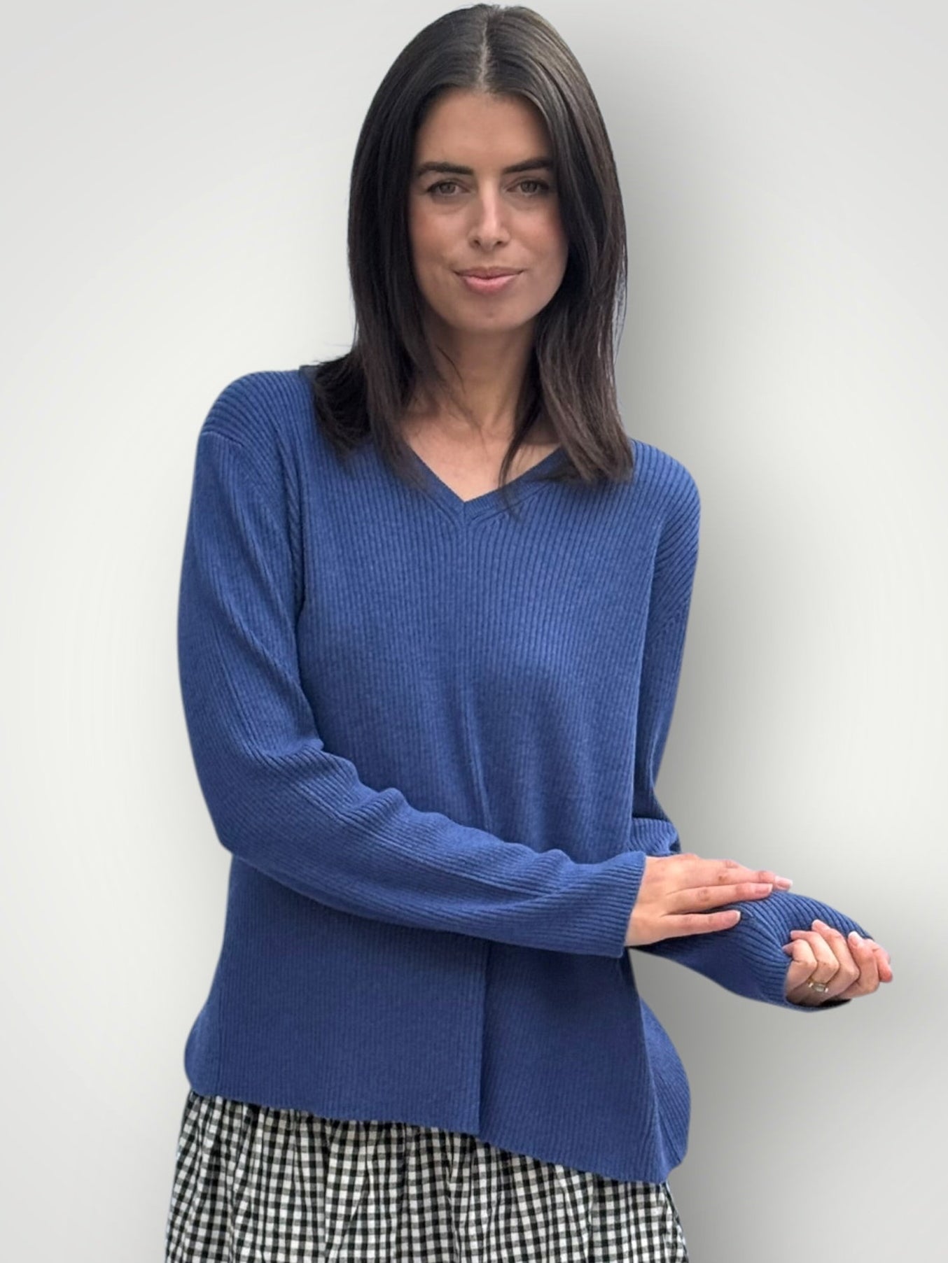 georgia v neck ribbed - denim General
