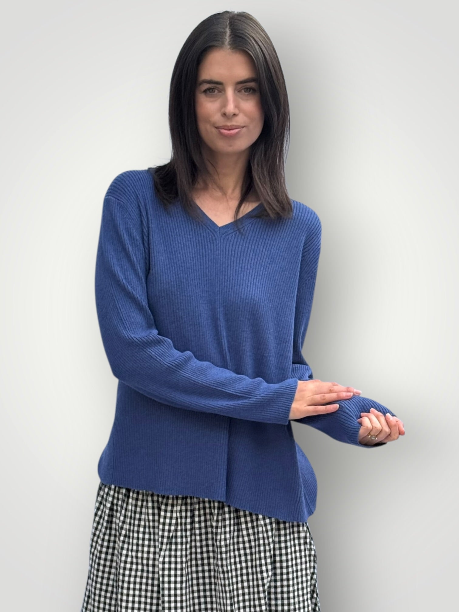 georgia v neck ribbed - denim General