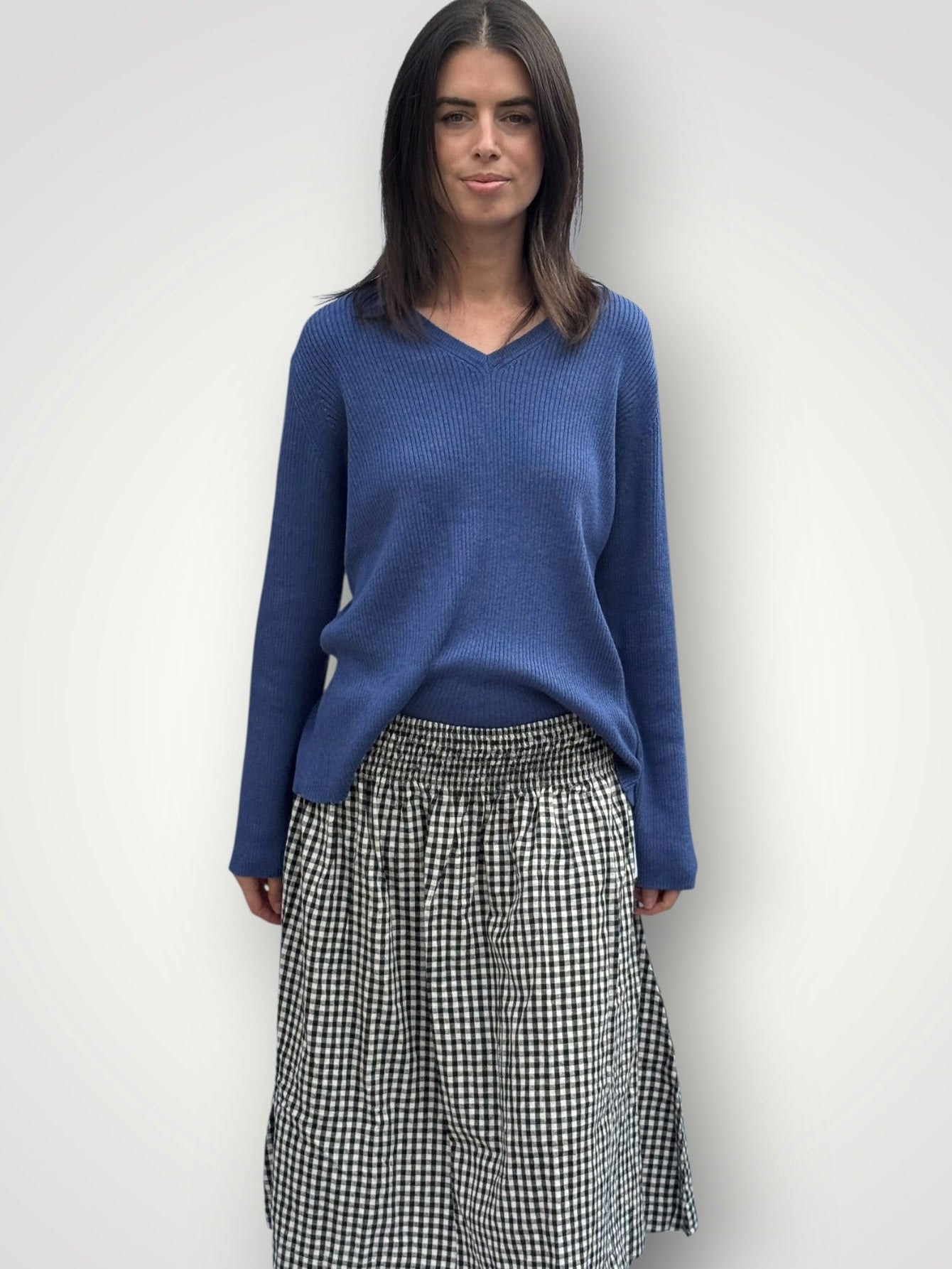 georgia v neck ribbed - denim General