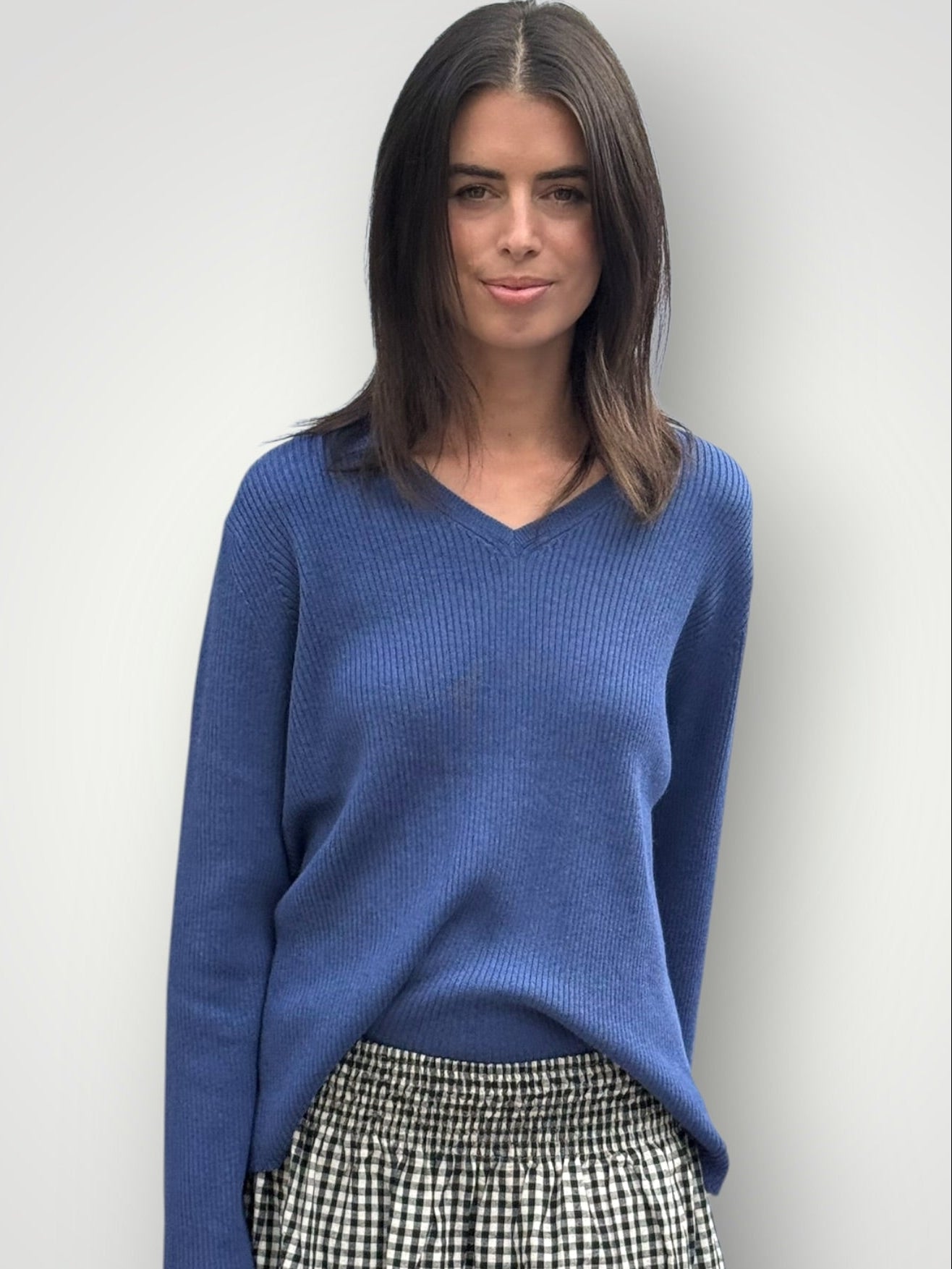 georgia v neck ribbed - denim General