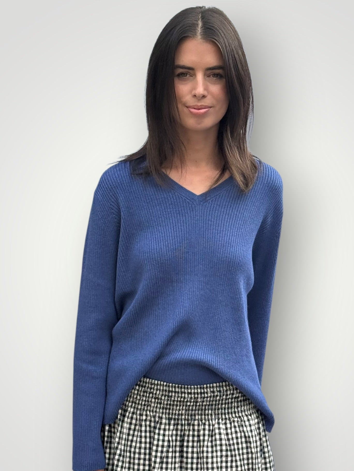 georgia v neck ribbed - denim General