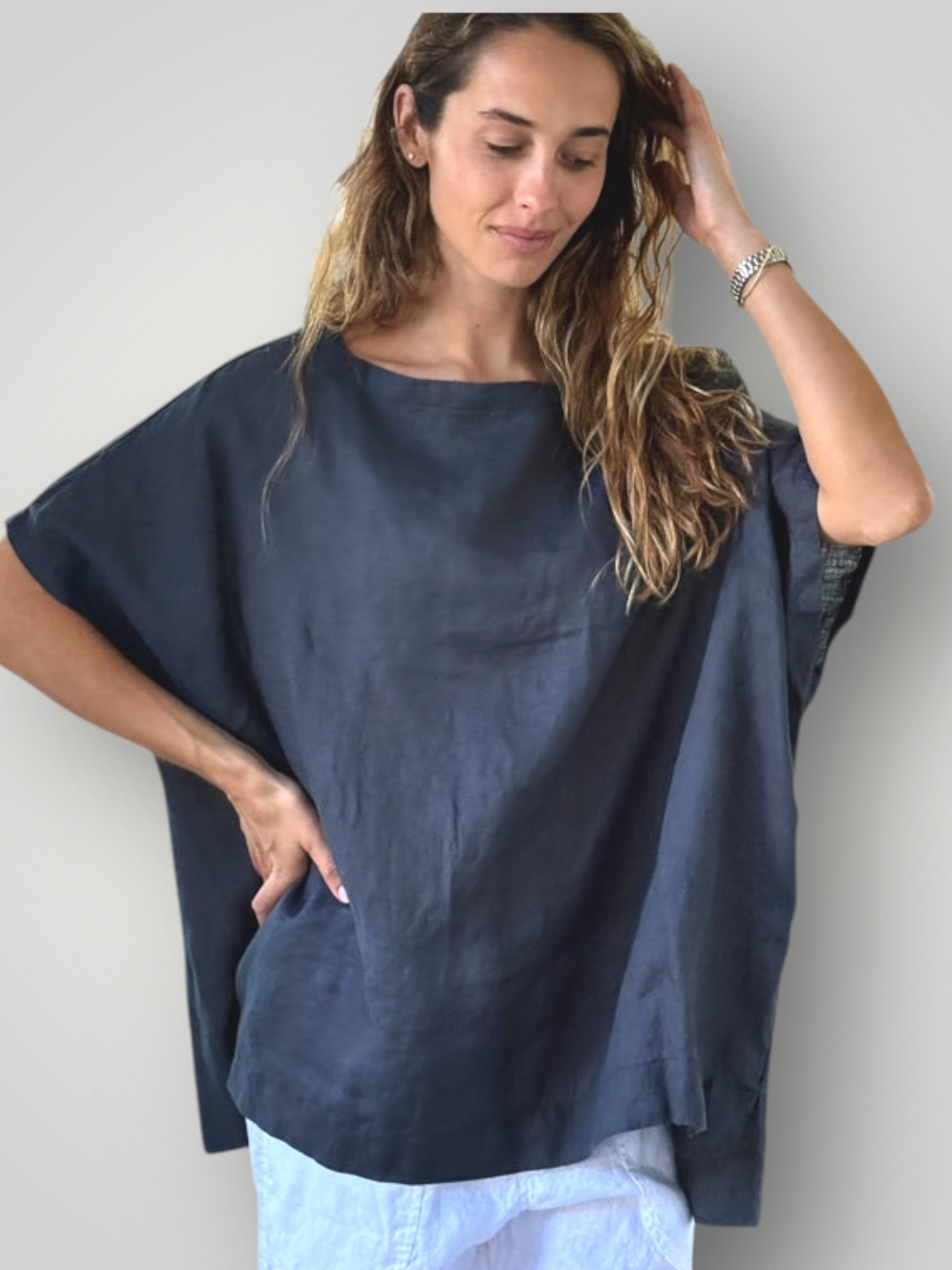sammy top -charcoal linen Apparel