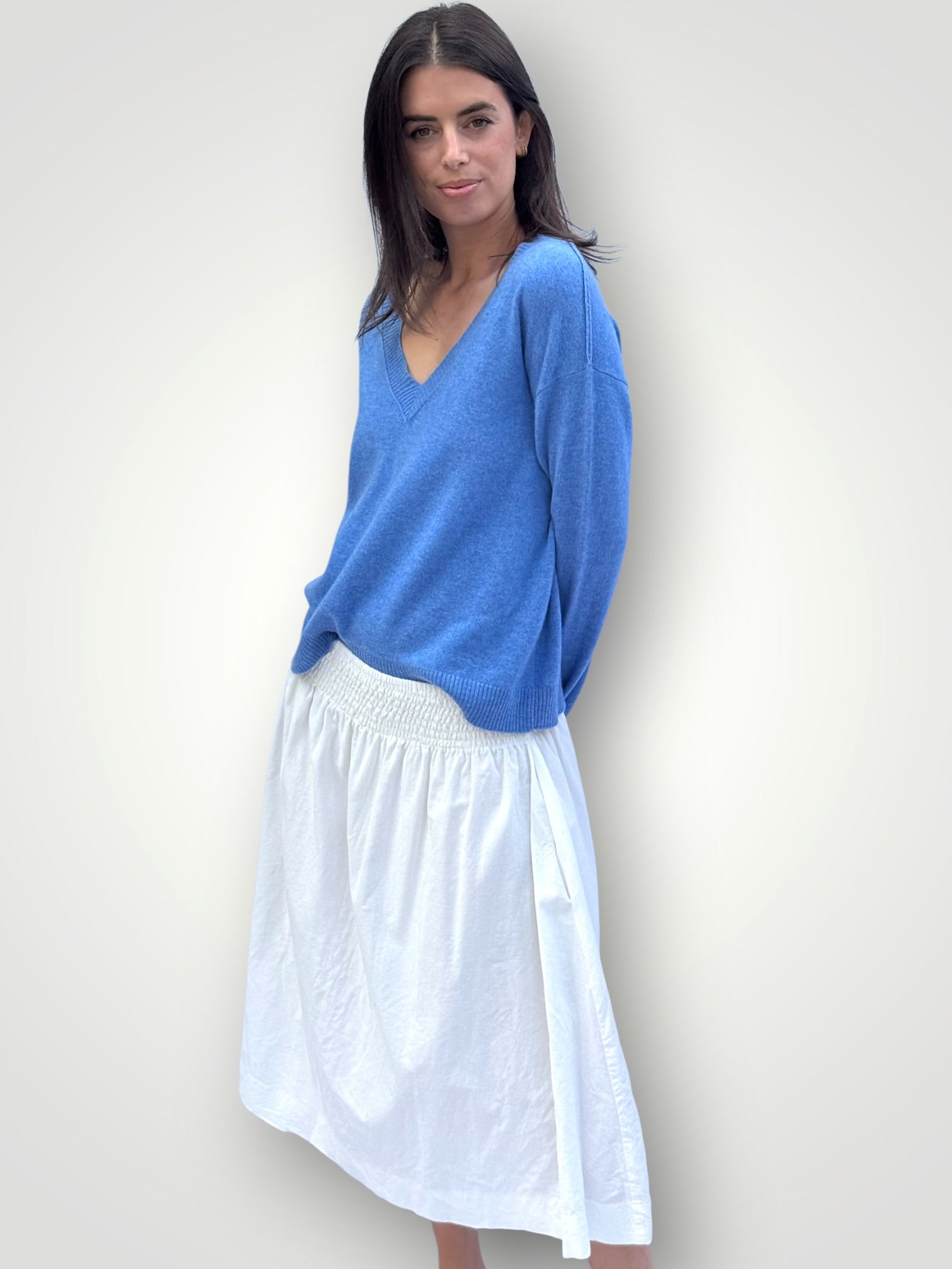 hazel cashmere v neck -lagoon General
