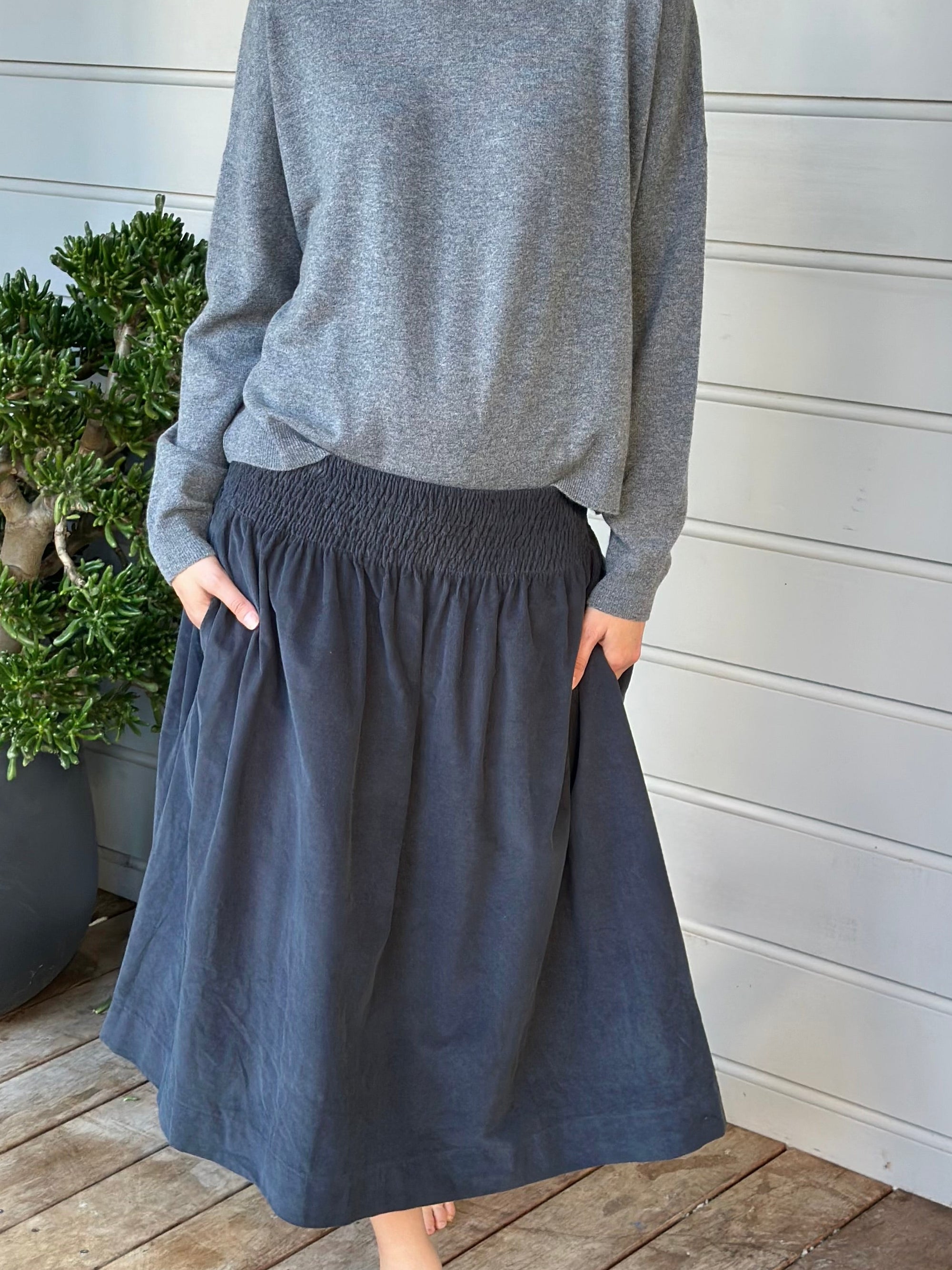 lola skirt-charcoal cord Apparel