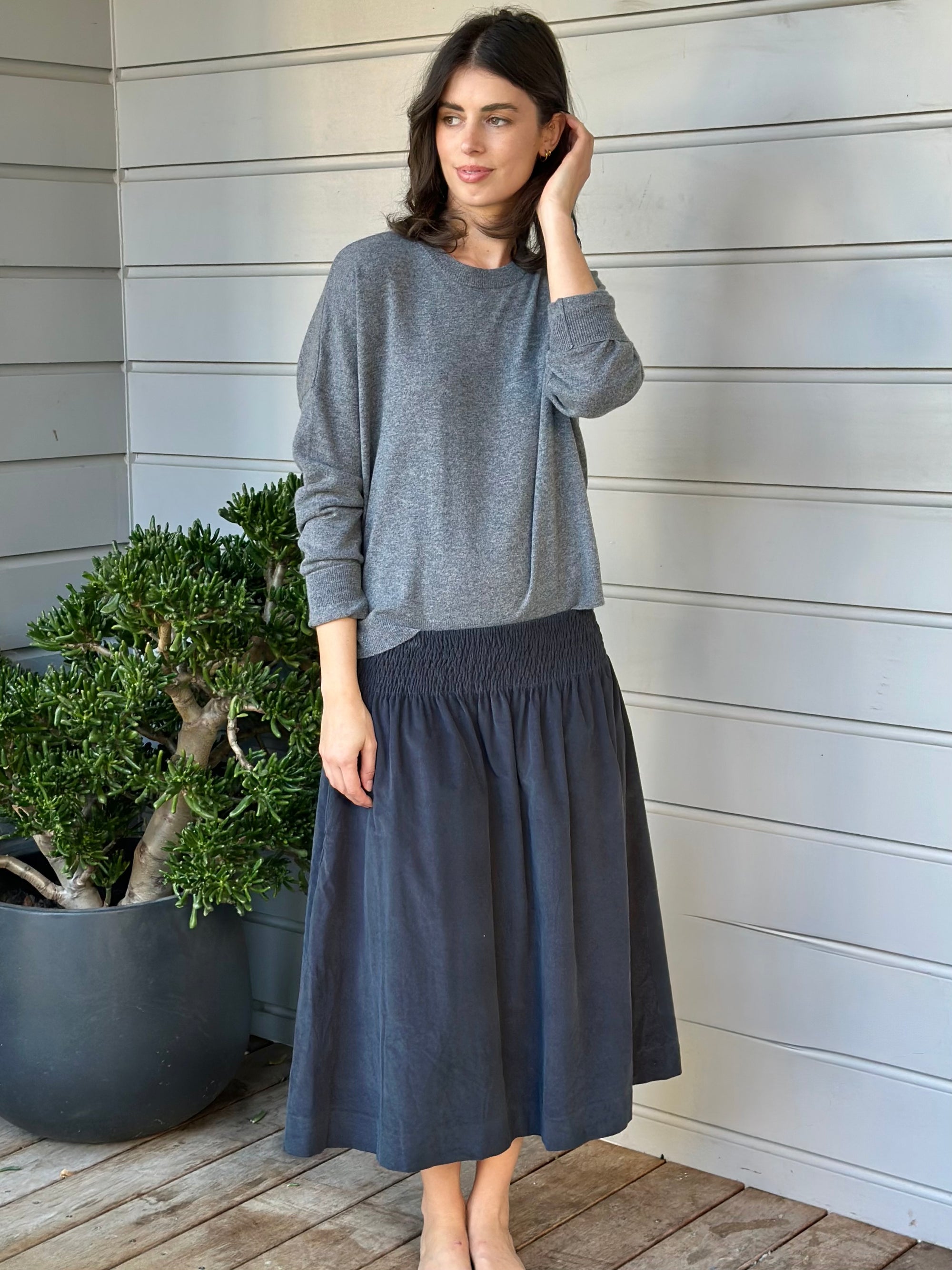 lola skirt-charcoal cord Apparel