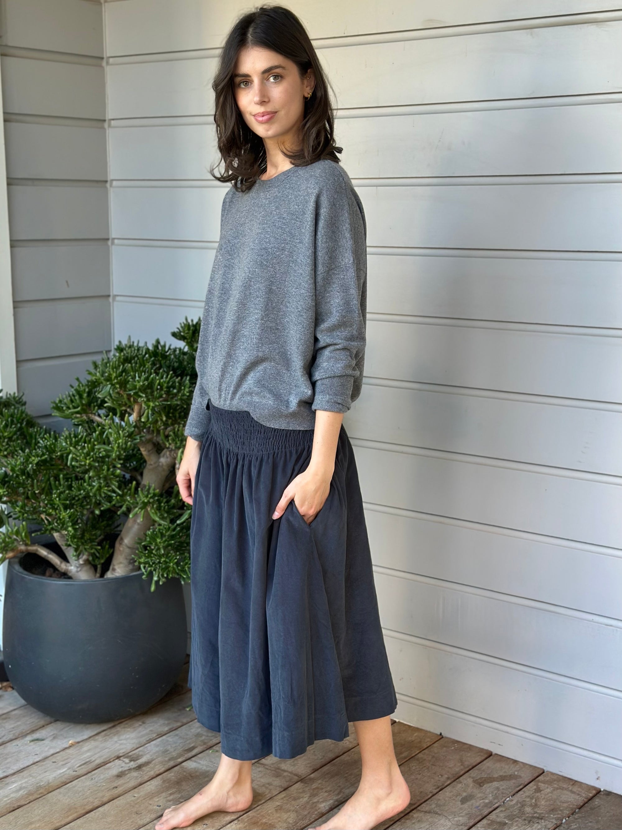 lola skirt-charcoal cord Apparel