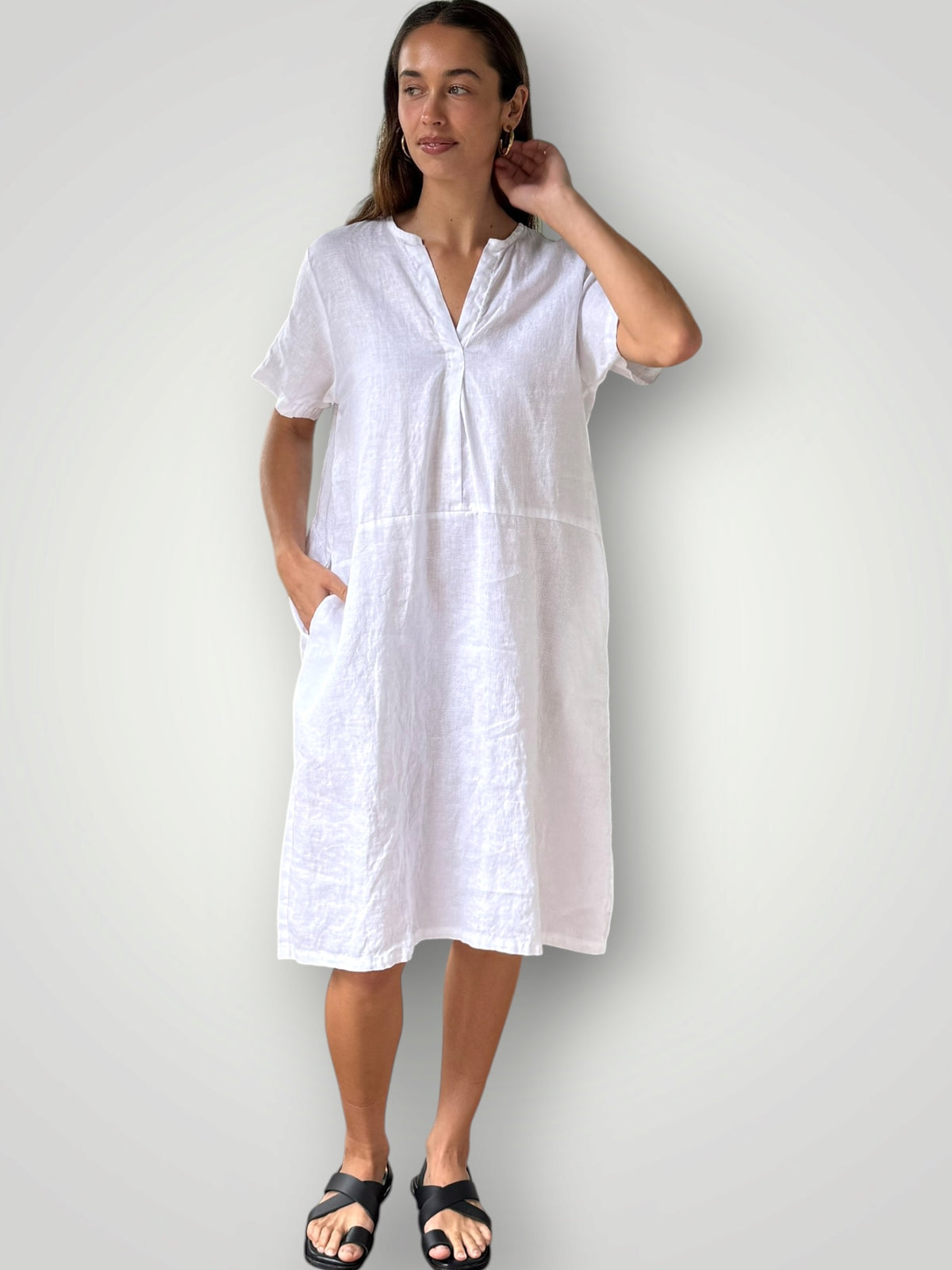 katie dress - white linen Apparel