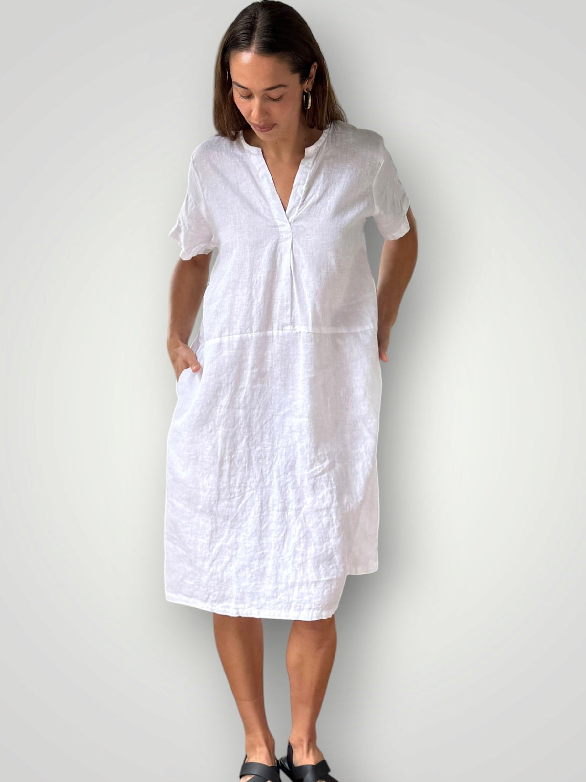 katie dress - white linen Apparel