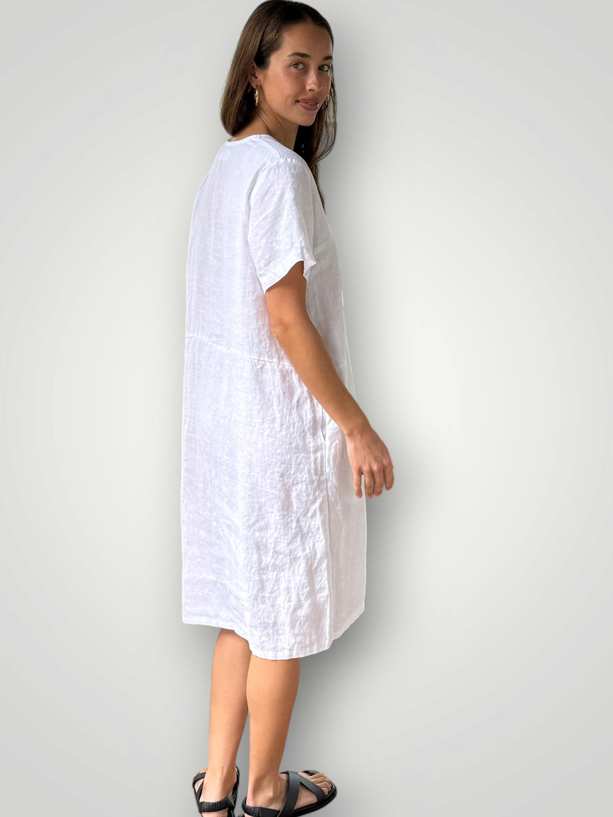 katie dress - white linen Apparel