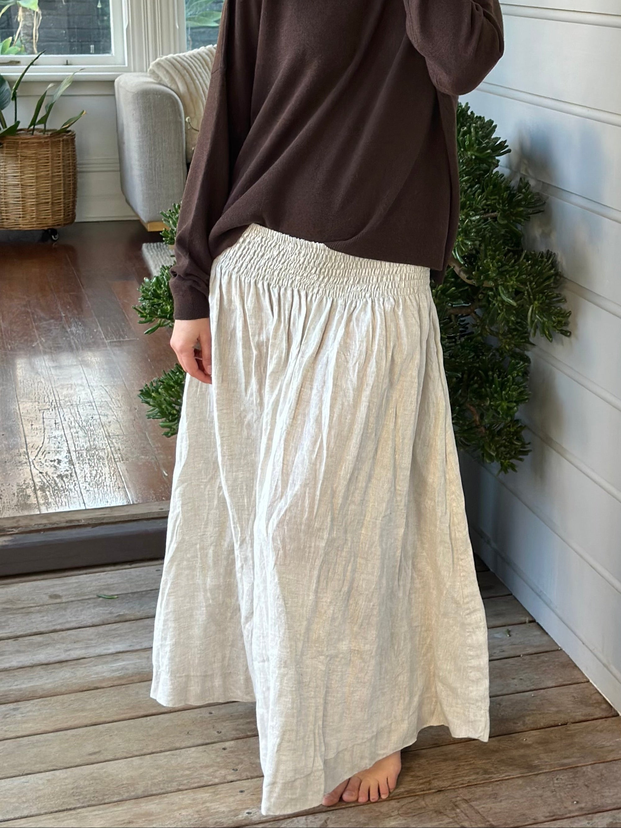 lulu skirt-natural linen Apparel