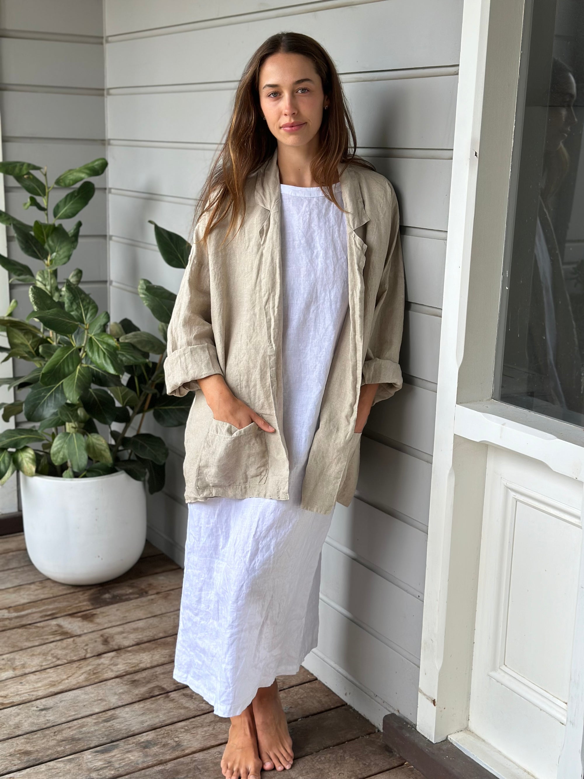 albert blazer -natural linen Shirts  