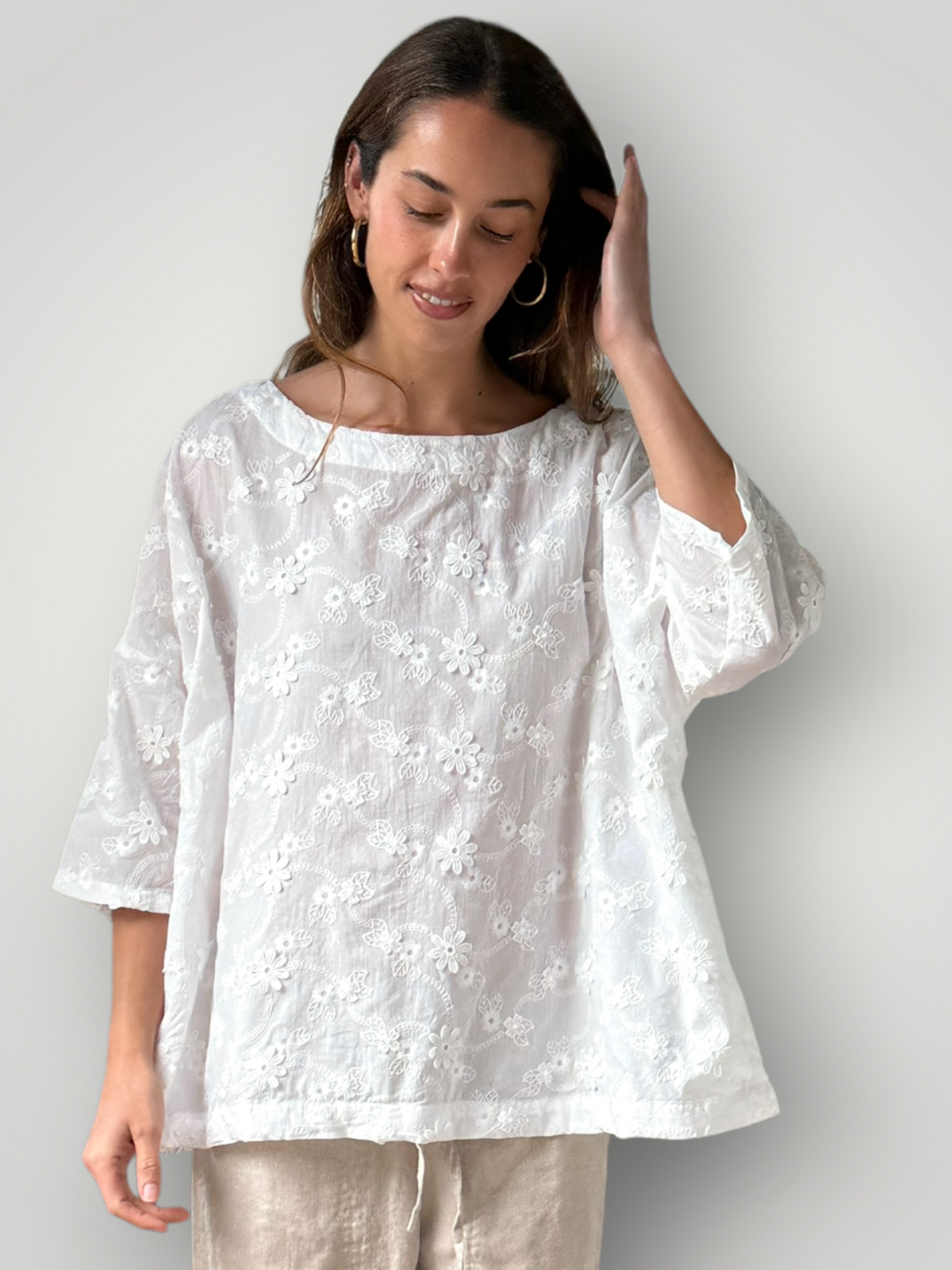 marita top - textured cotton embroidery Apparel