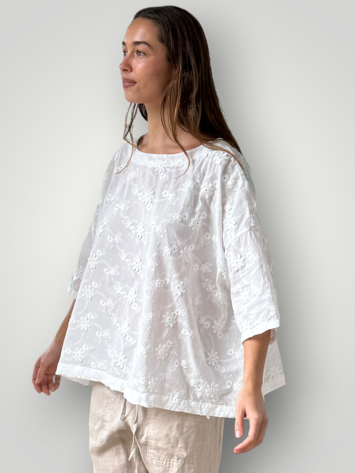 marita top - textured cotton embroidery Apparel