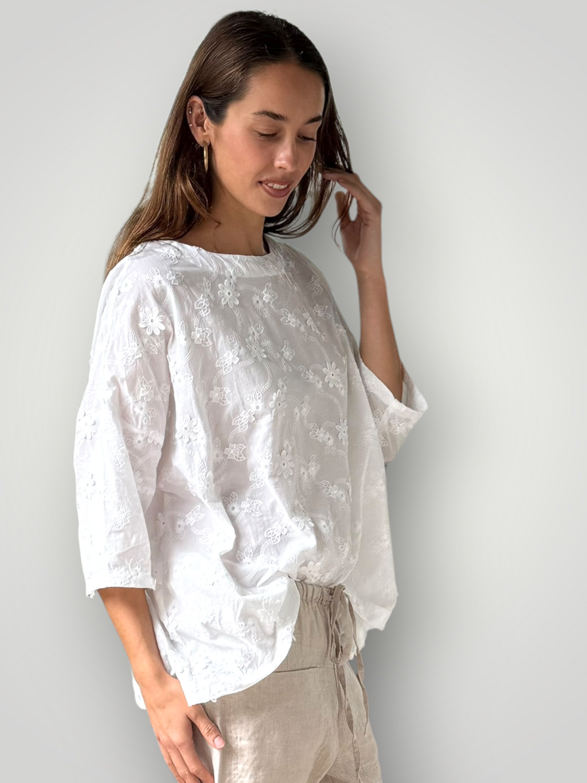 marita top - textured cotton embroidery Apparel
