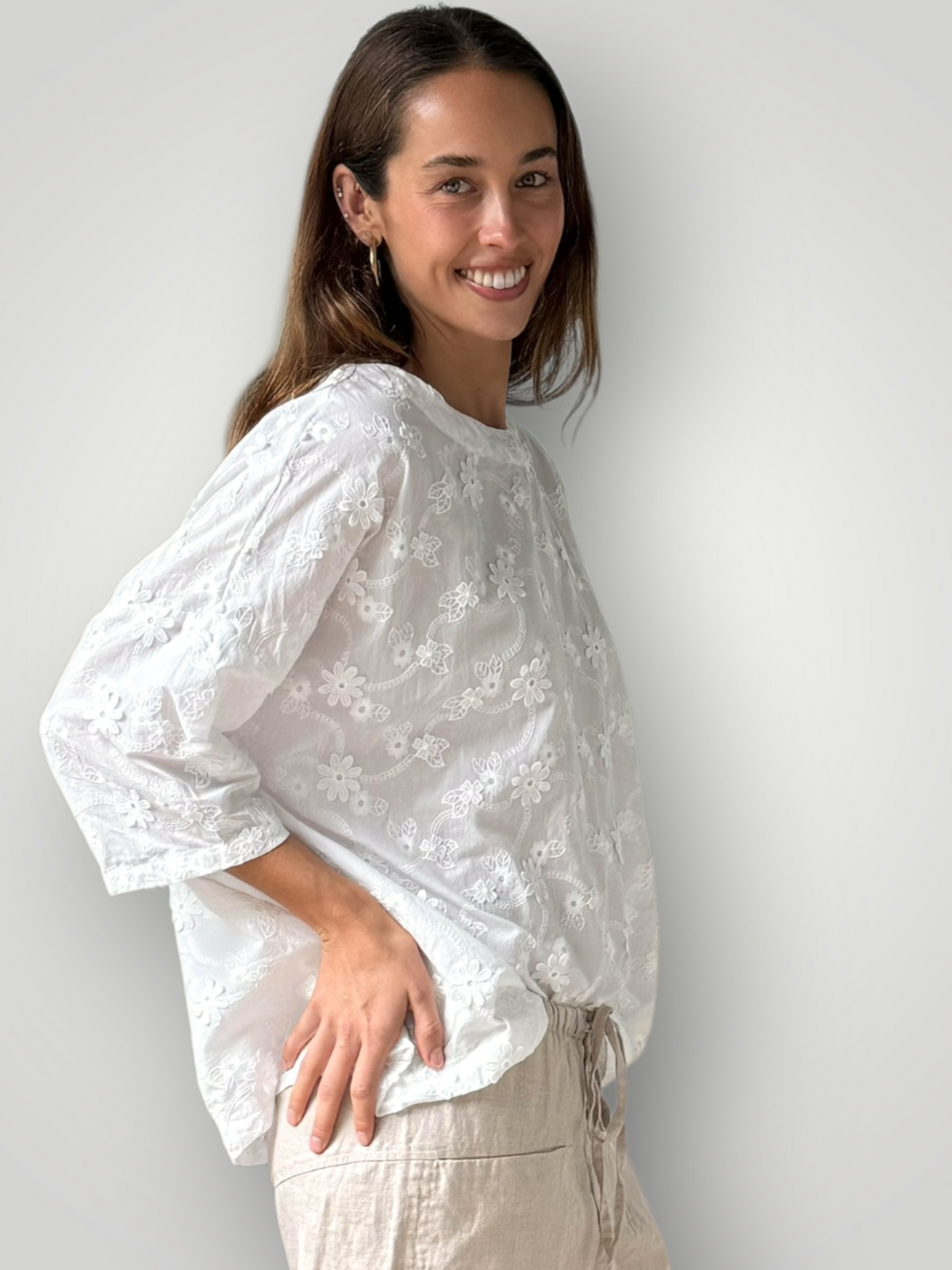 marita top - textured cotton embroidery Apparel