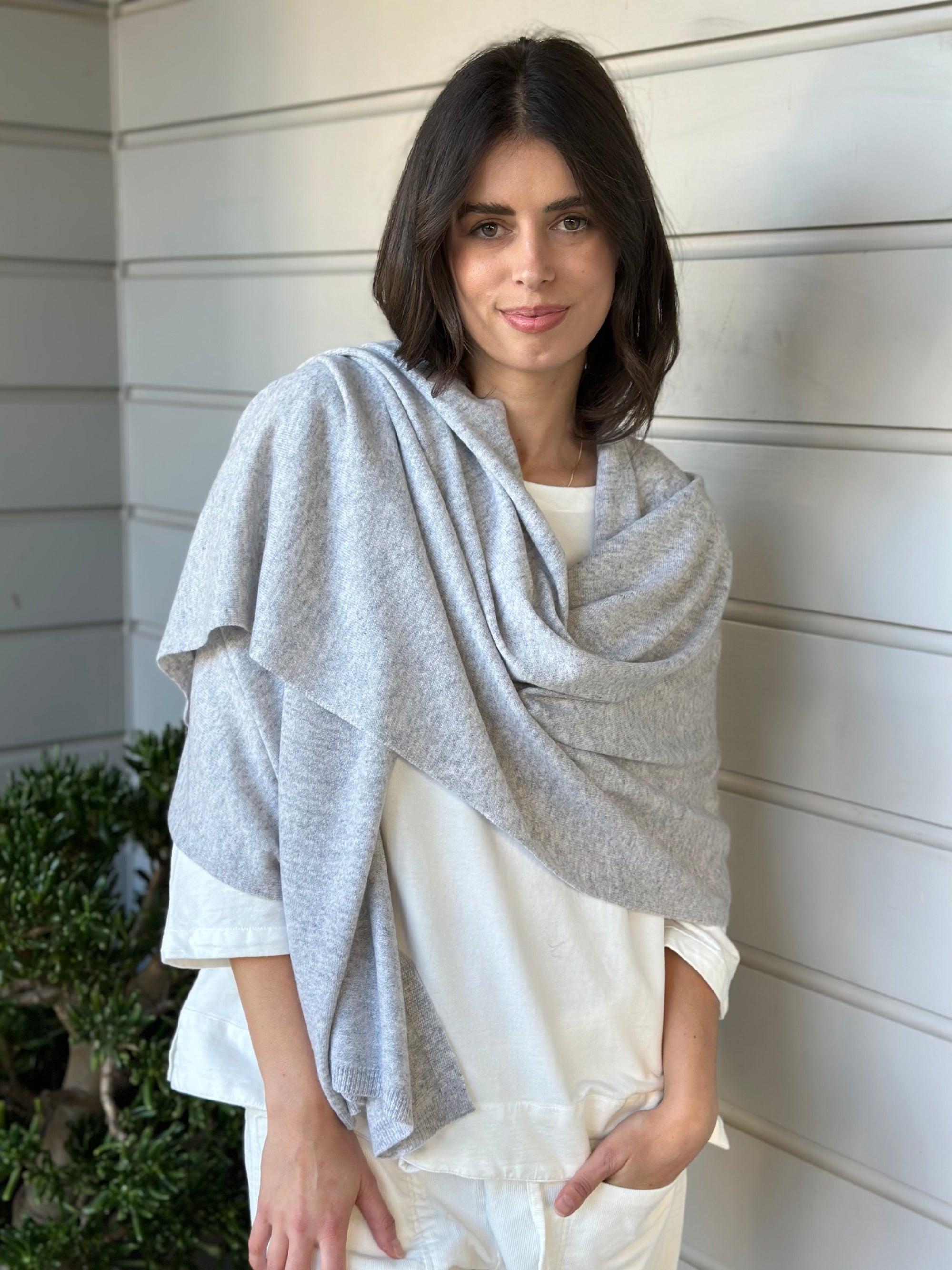 large cashmere scarf- grey marle Apparel