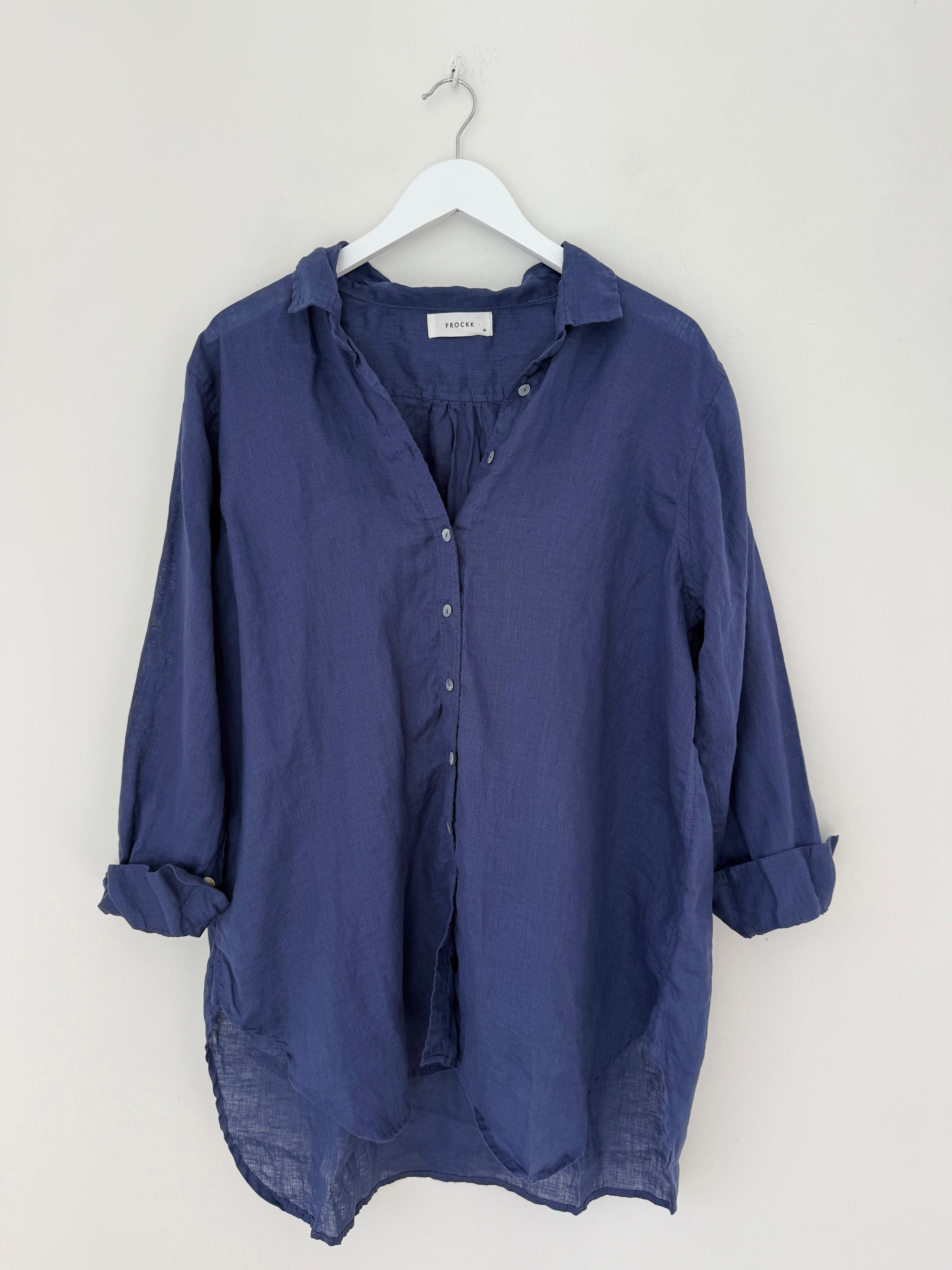 skyla shirt - blue dusk linen Apparel