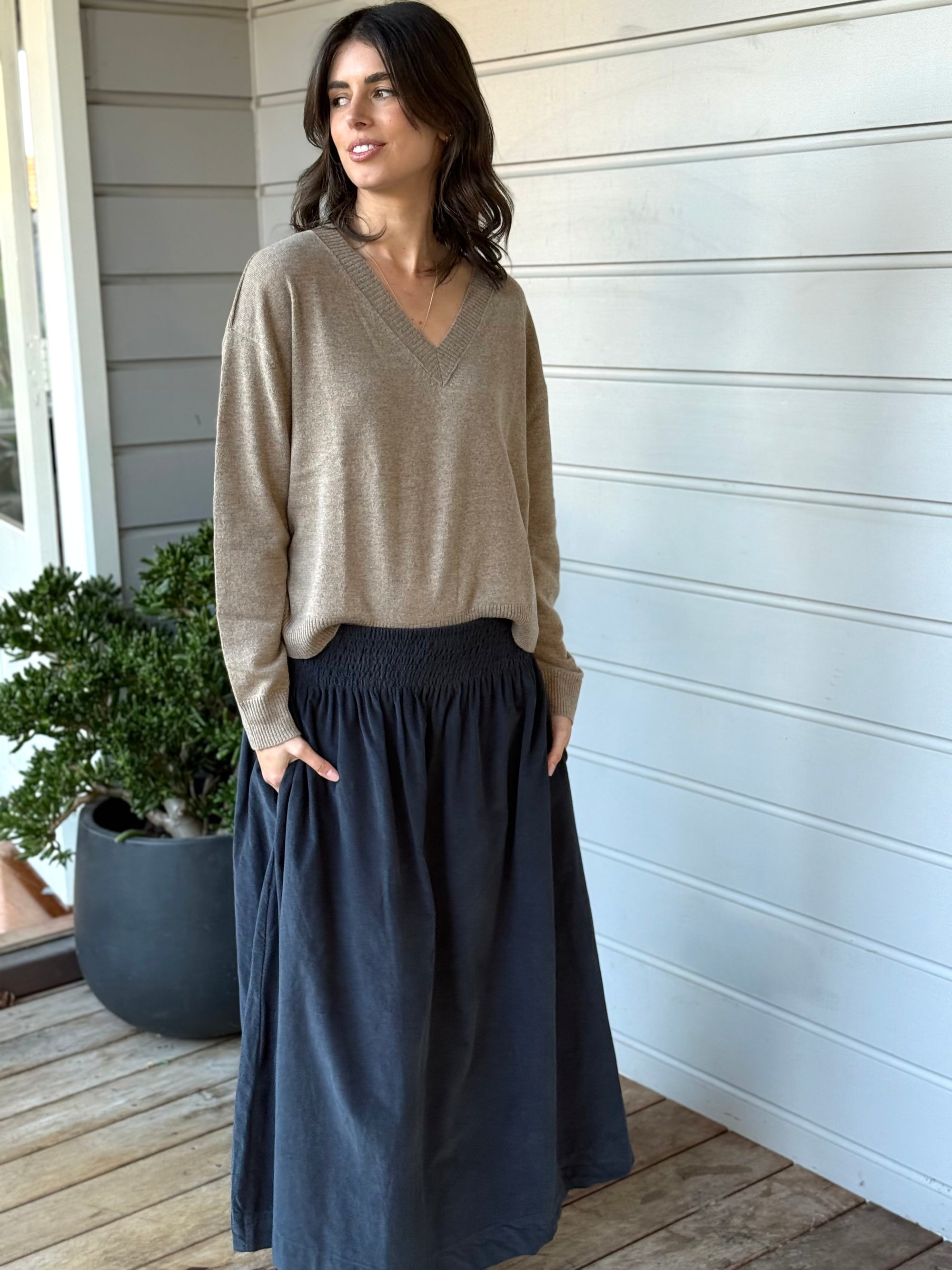 lulu skirt - charcoal cord Apparel