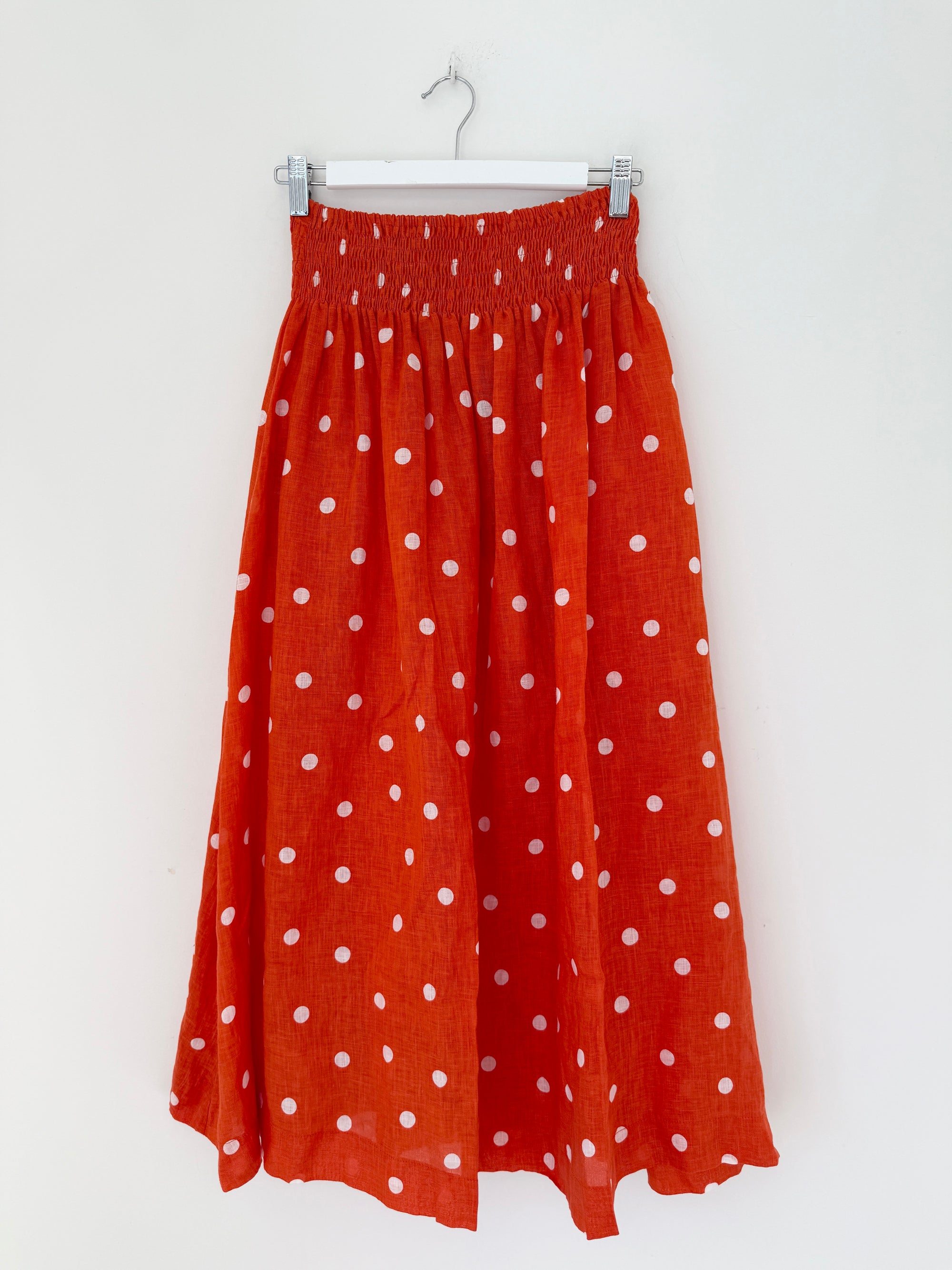 lulu skirt-orange spot linen Apparel