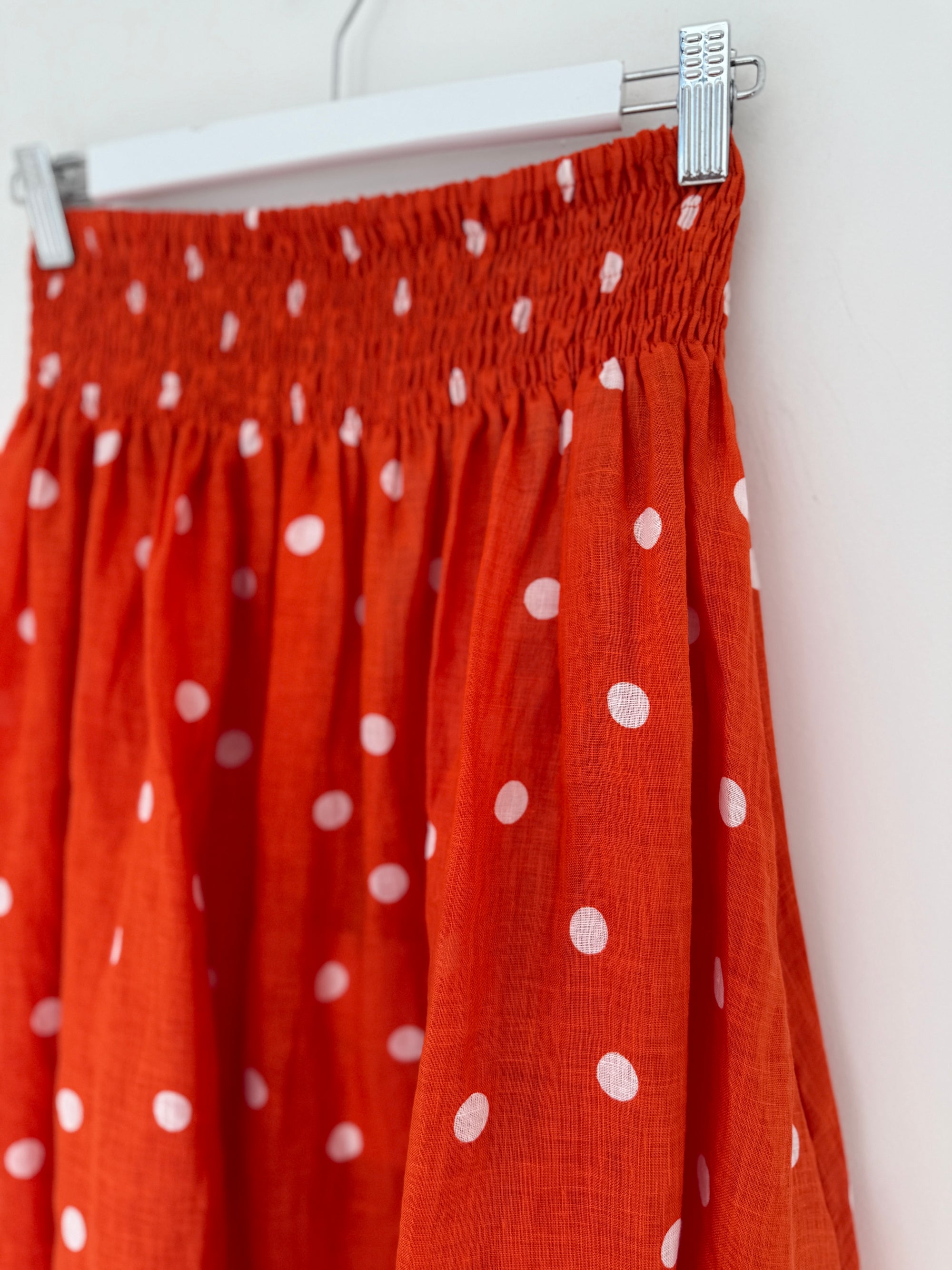 lulu skirt-orange spot linen Apparel