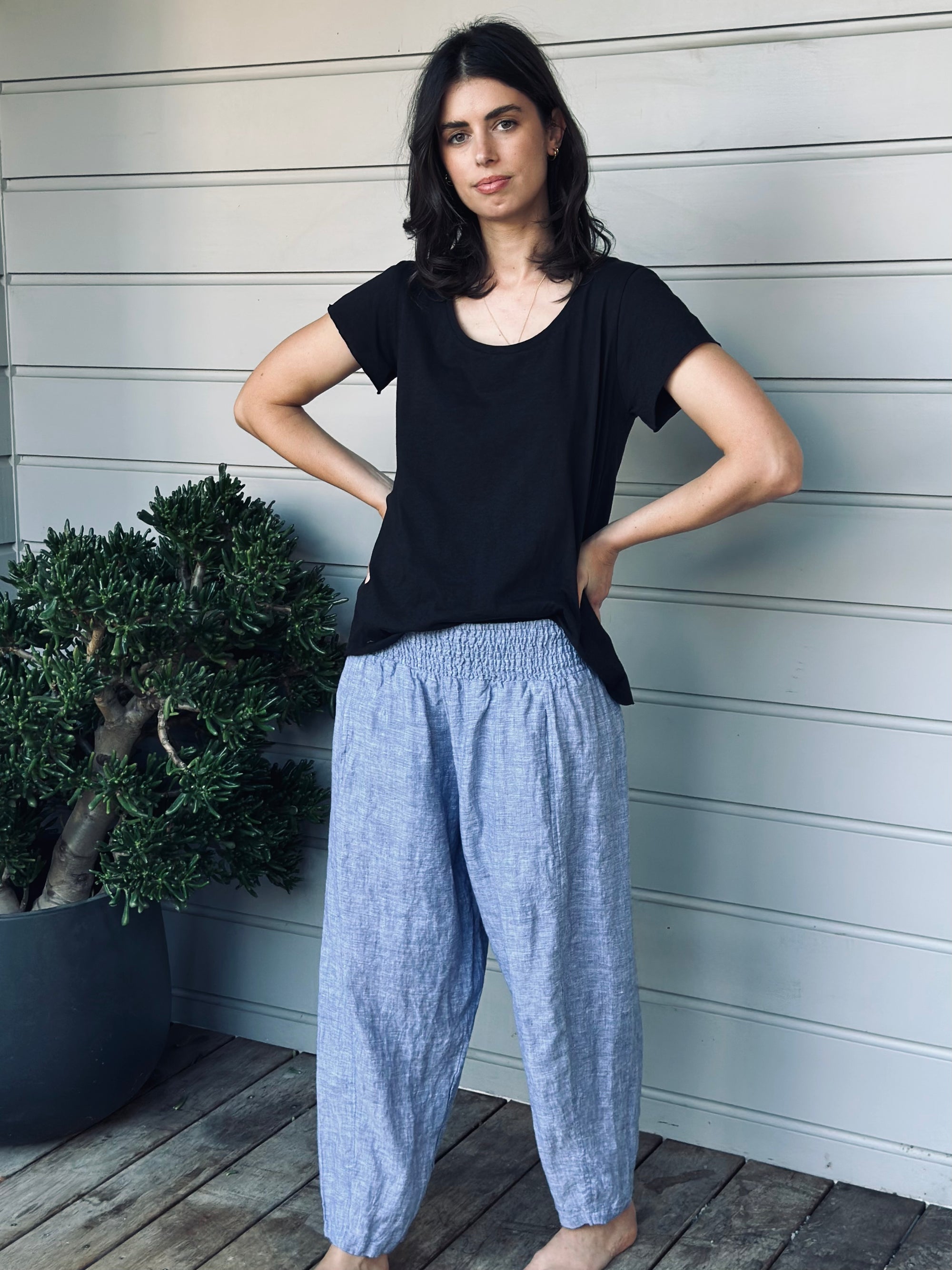 frankie pants - denim chambray linen Apparel