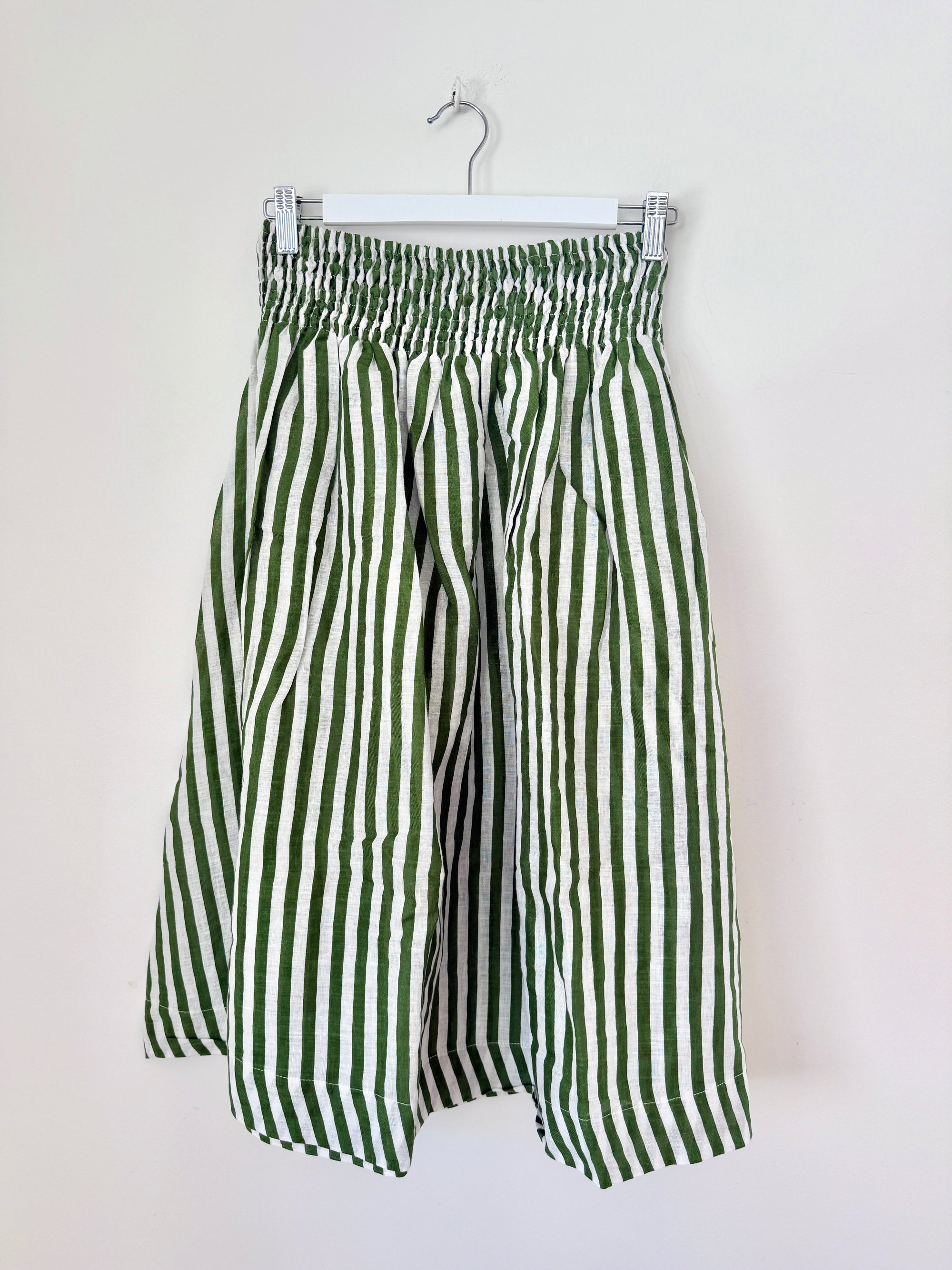 lola skirt - moss stripe linen Apparel