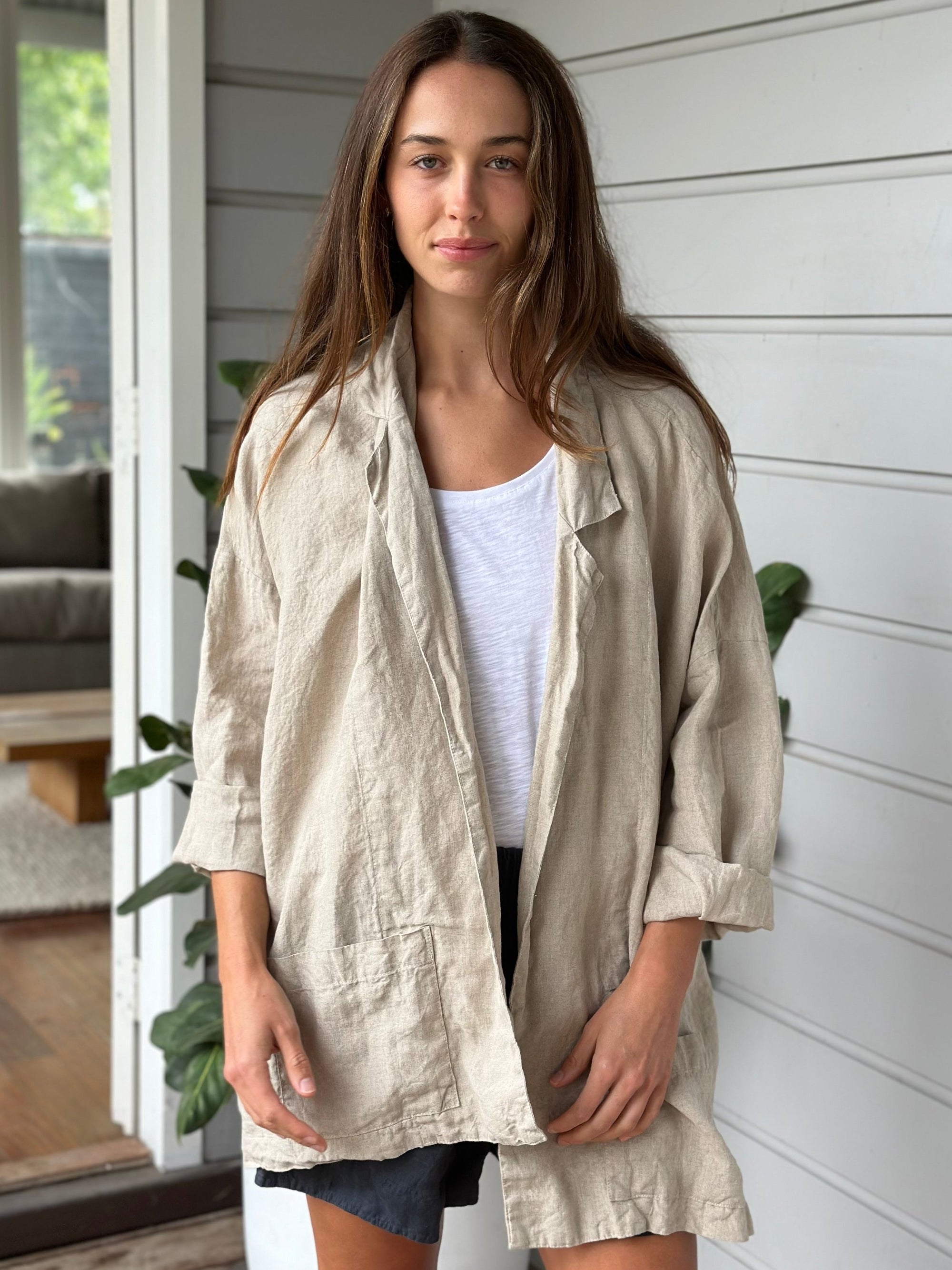 albert blazer -natural linen Shirts  