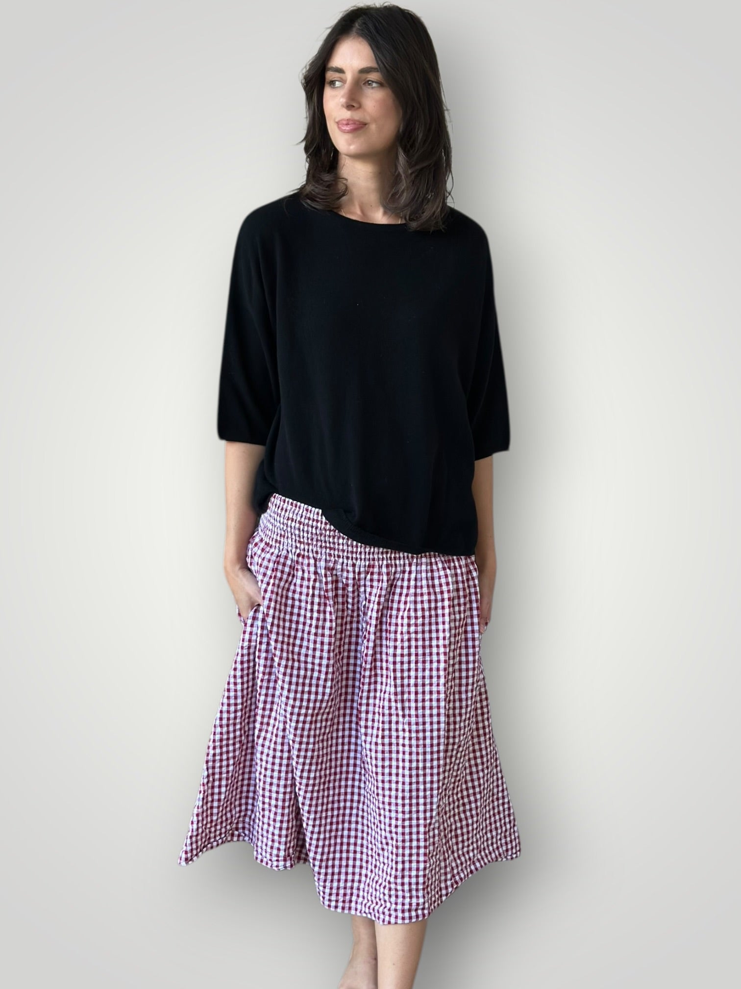 lola skirt -red gingham cotton Apparel