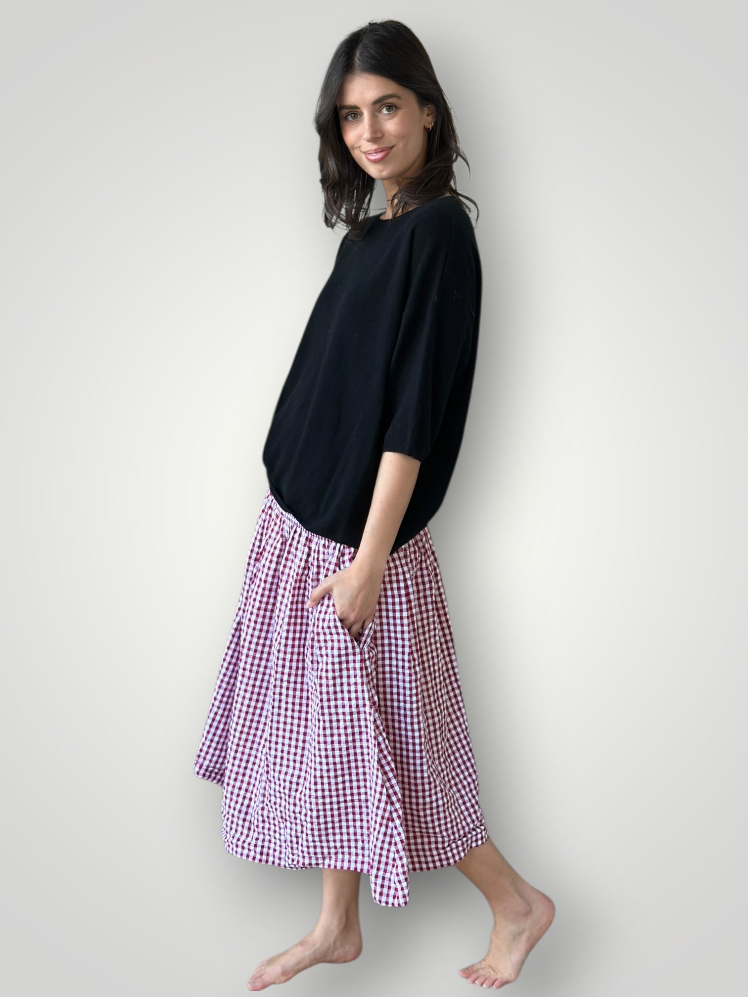 lola skirt -red gingham cotton Apparel