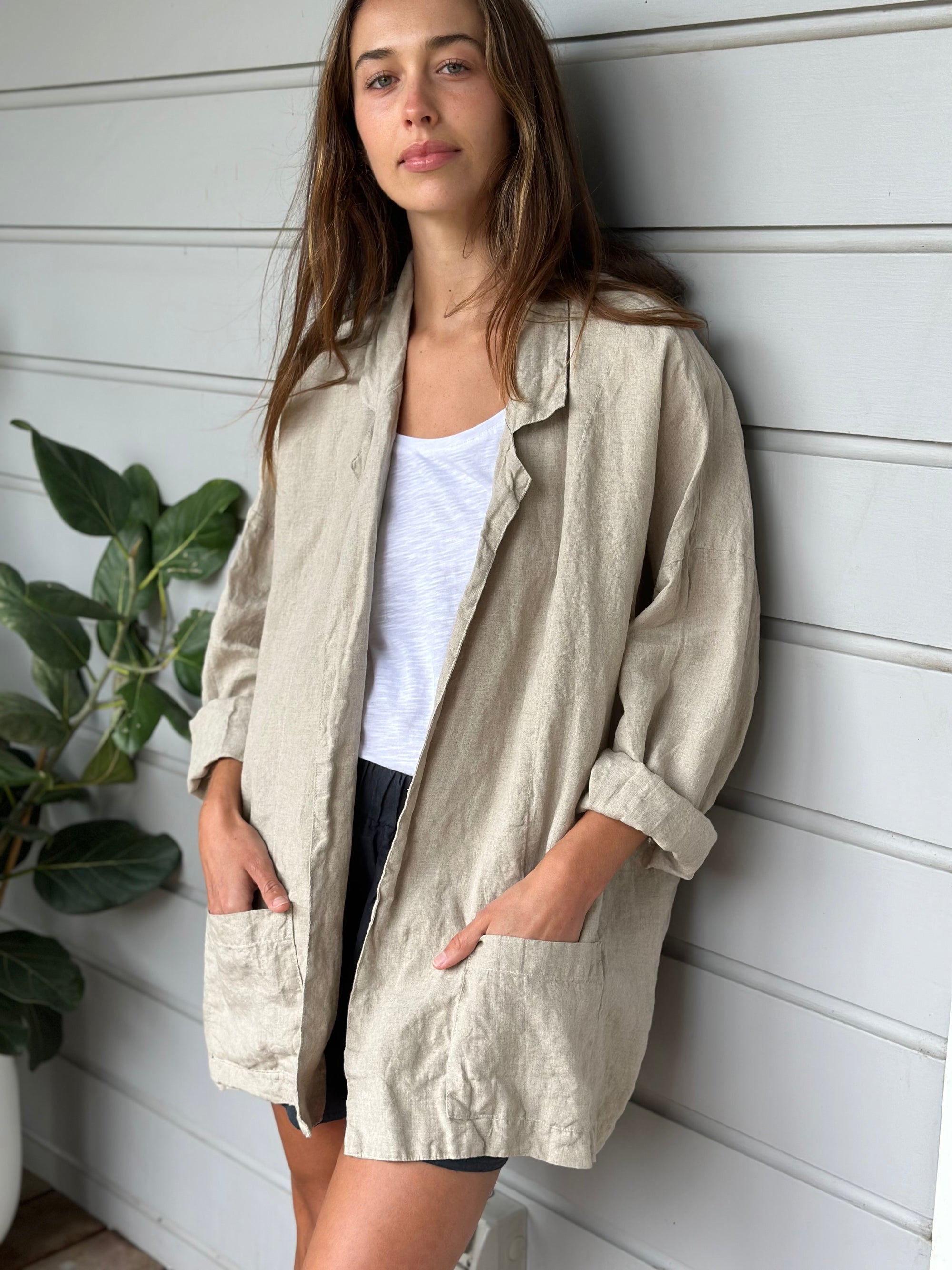 albert blazer -natural linen Shirts  