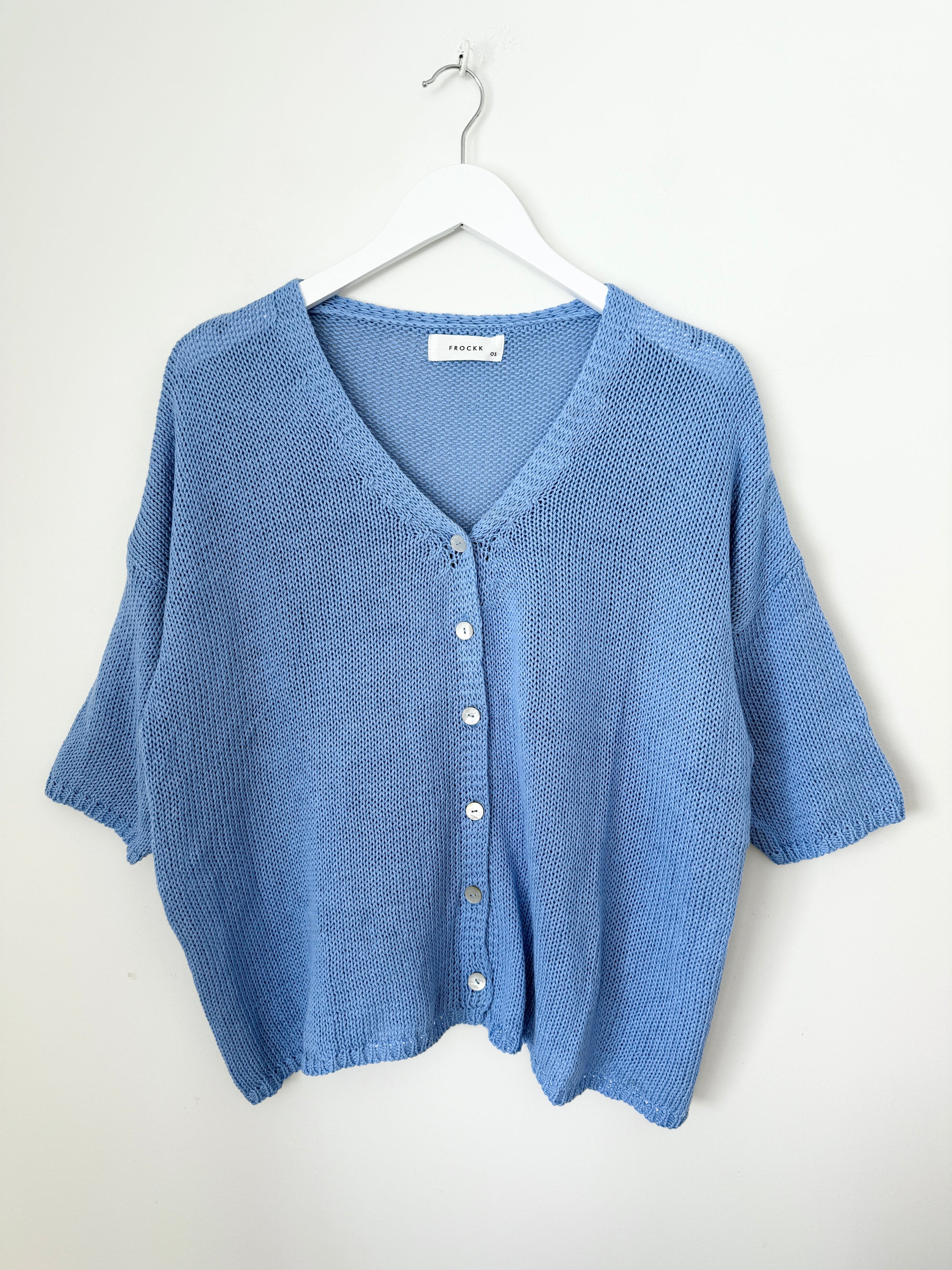 alex cardi-soft blue cotton knit Apparel