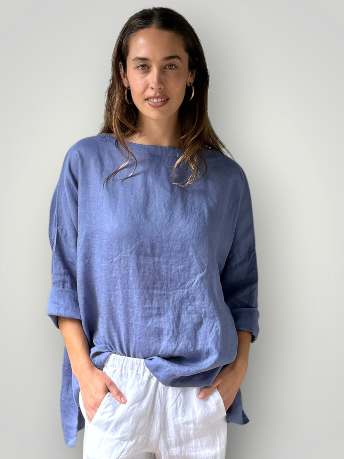 avril top - cornflower linen Apparel