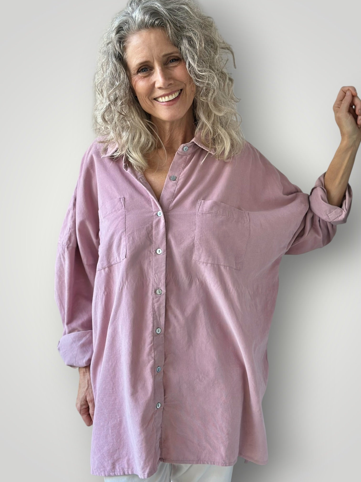 aiden oversized shirt -dusty pink cord Apparel