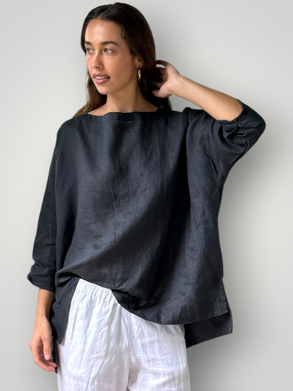 avril top-charcoal linen Apparel