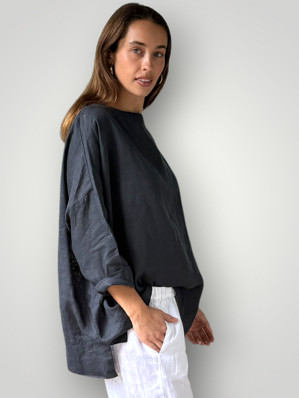 avril top-charcoal linen Apparel
