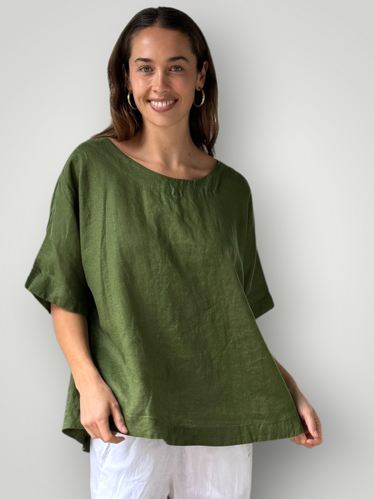 mia top - moss linen Apparel