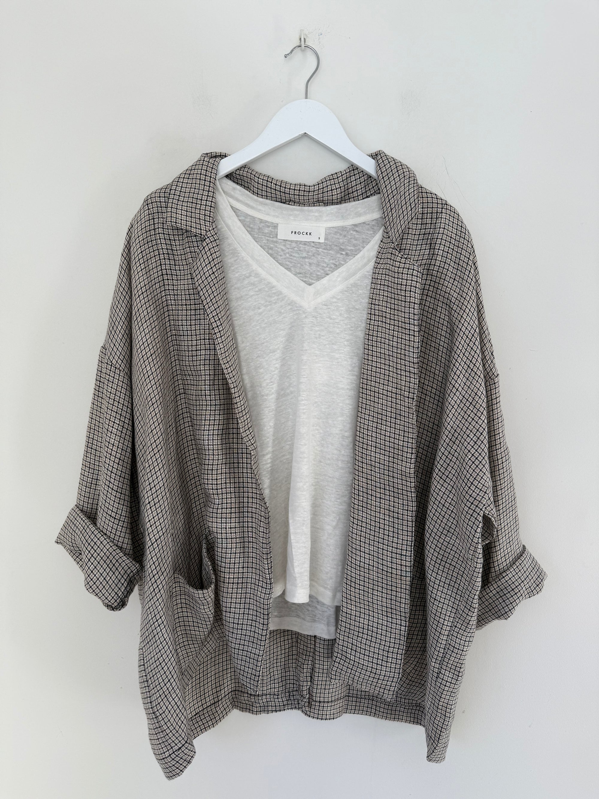 albert blazer - woven linen-grid pattern Shirts
