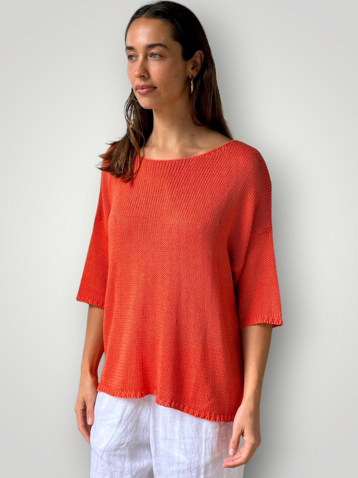 alex top - orange cotton knit Apparel