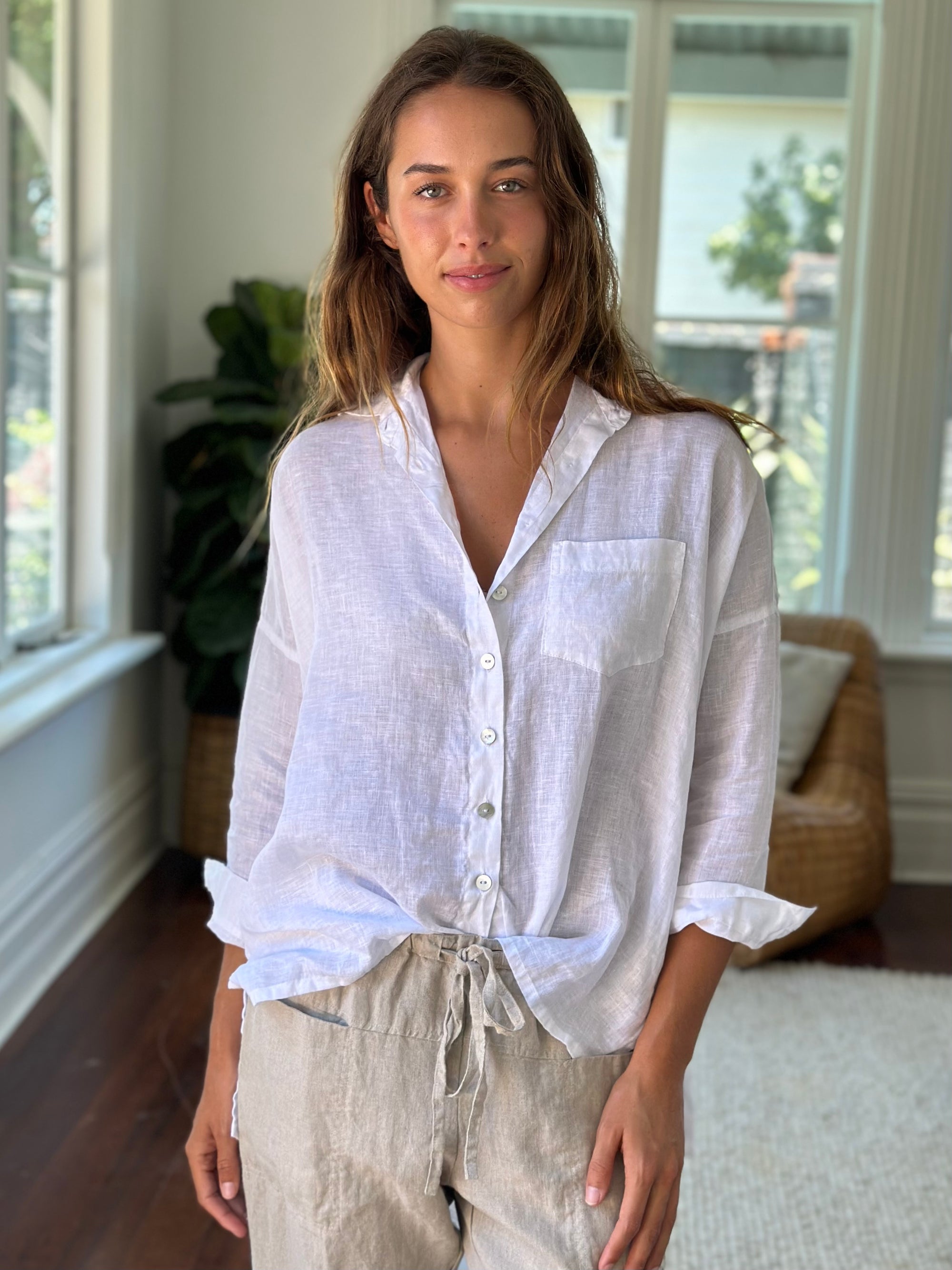 rosie shirt - white linen Apparel  